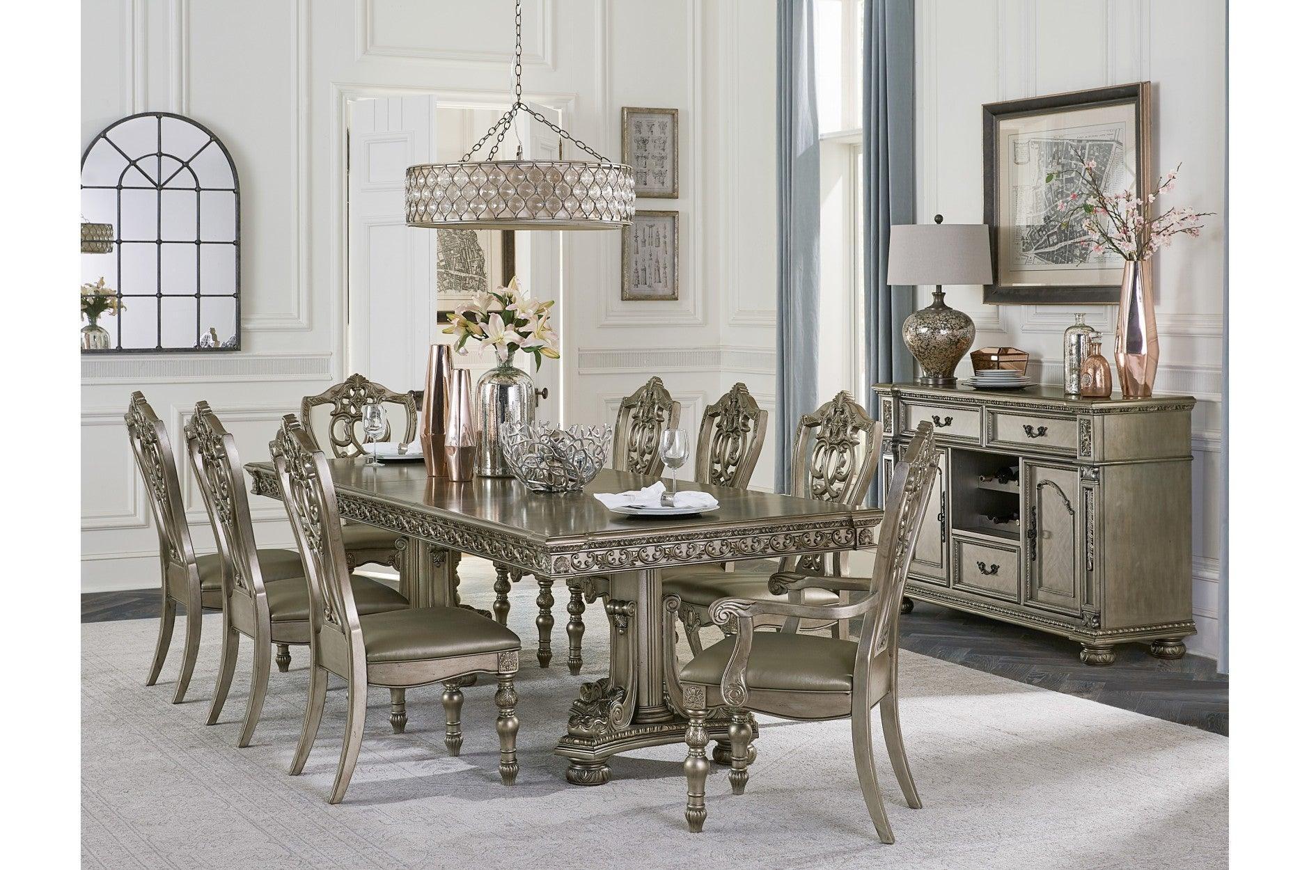 Catalonia Gold Faux Leather Rectangular Dining Room Set - Image 2