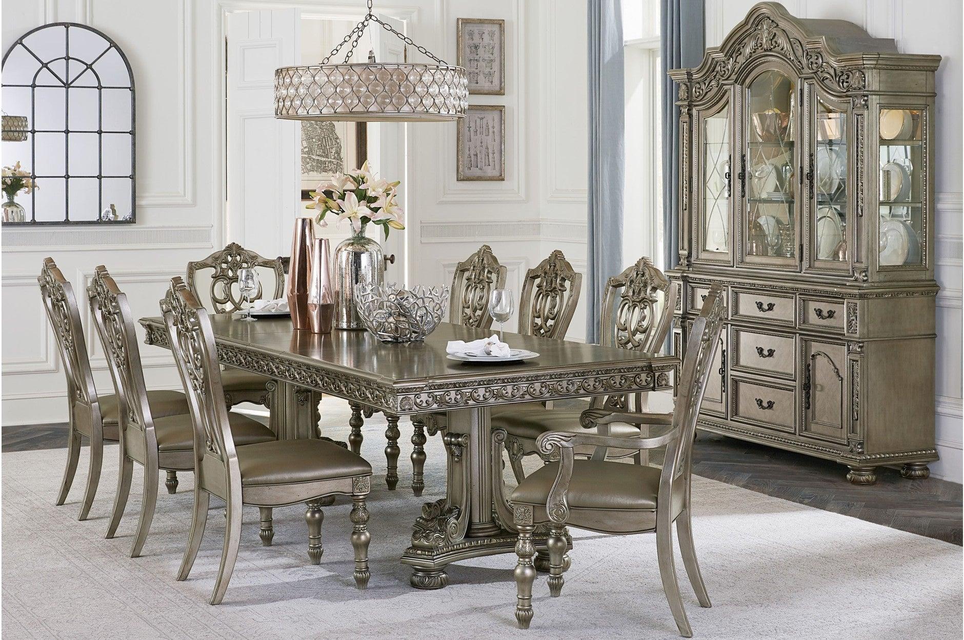 Catalonia Gold Faux Leather Rectangular Dining Room Set - Image 1