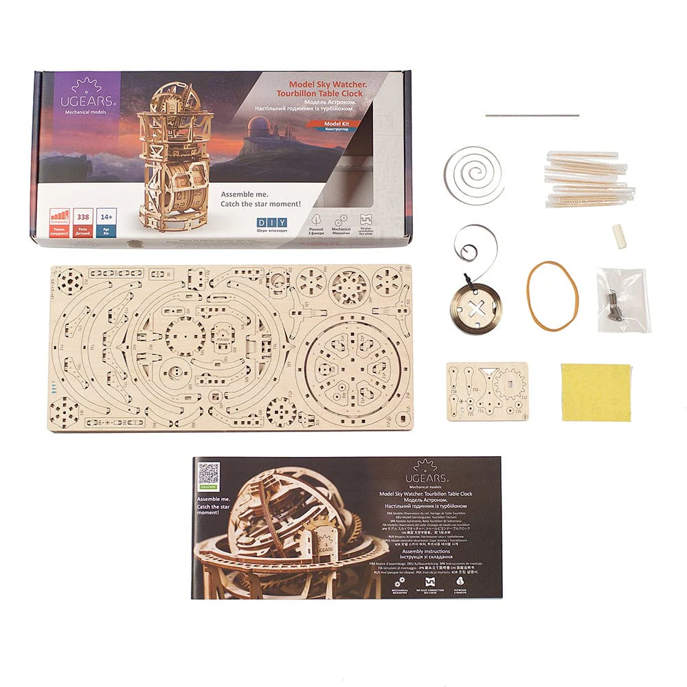Sky Watcher Tourbillon Table Clock Wooden Craft Kit - Image 2