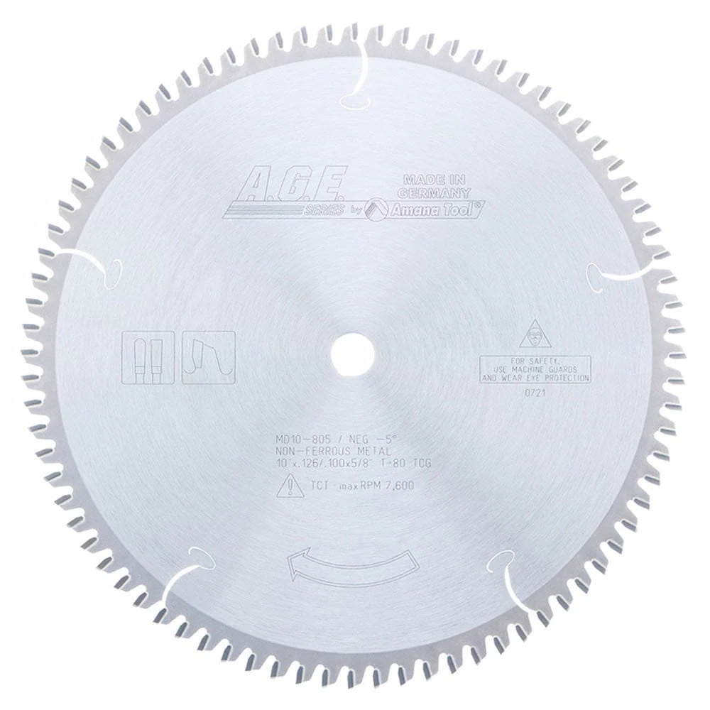 10" x 80T x 5/8" Bore - Thin Walled Aluminum and Non-Ferrous Metal Saw Blade - TCG - Image 1