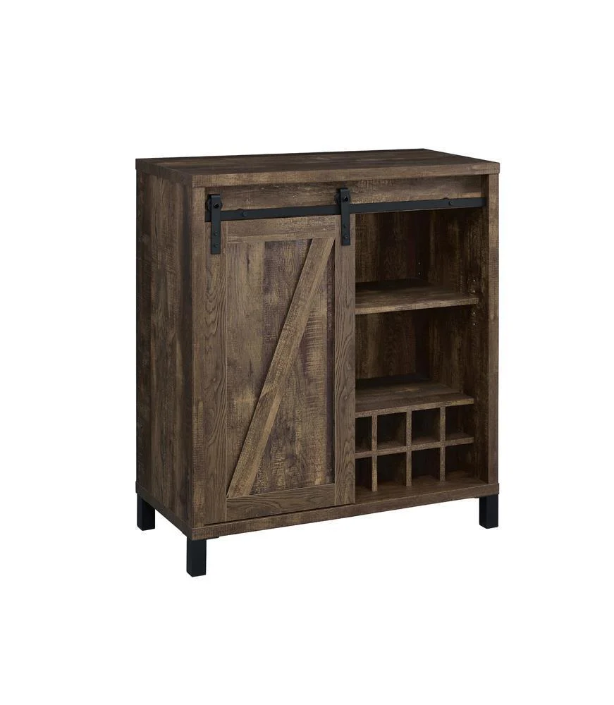 Arlington Bar Cabinet With Sliding Door Rustic Oak - Image 2