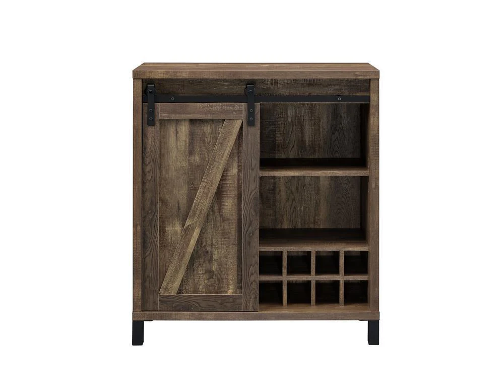 Arlington Bar Cabinet With Sliding Door Rustic Oak - Image 3