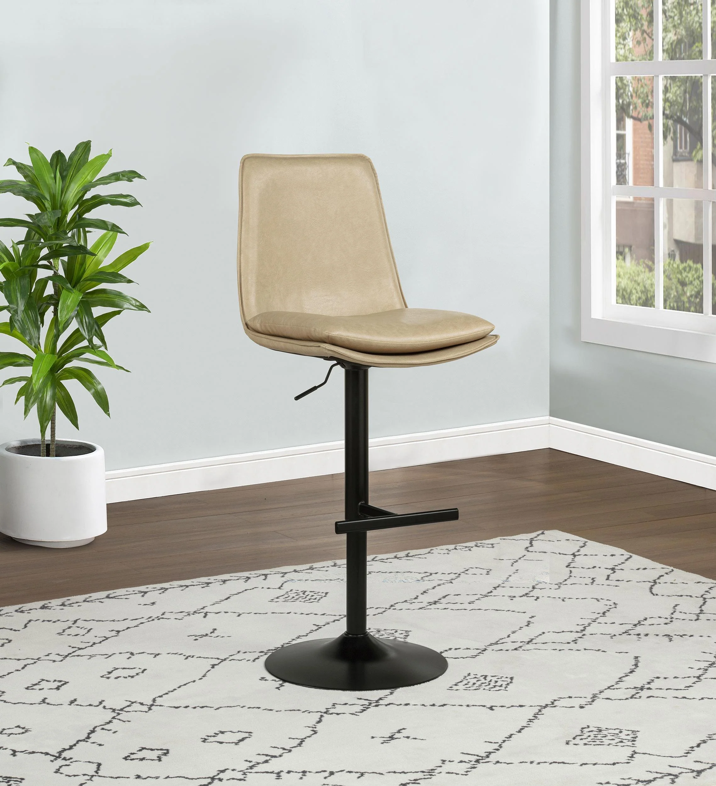 Eldridge Faux Leather Upholstered Adjustable Bar Stool Tan - Image 2