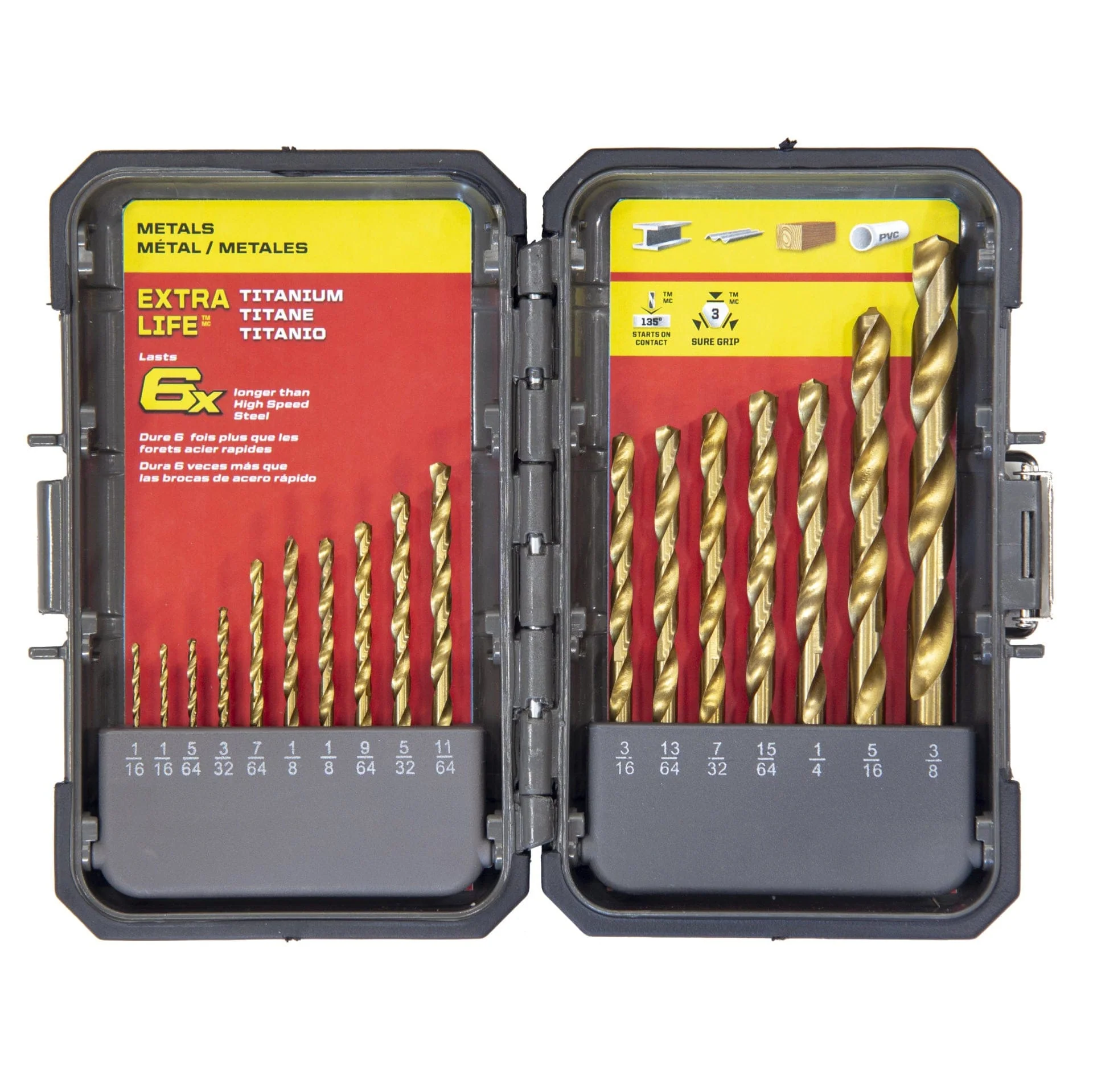 Titanium Nitride Coated High Speed Steel Drill Bit Set