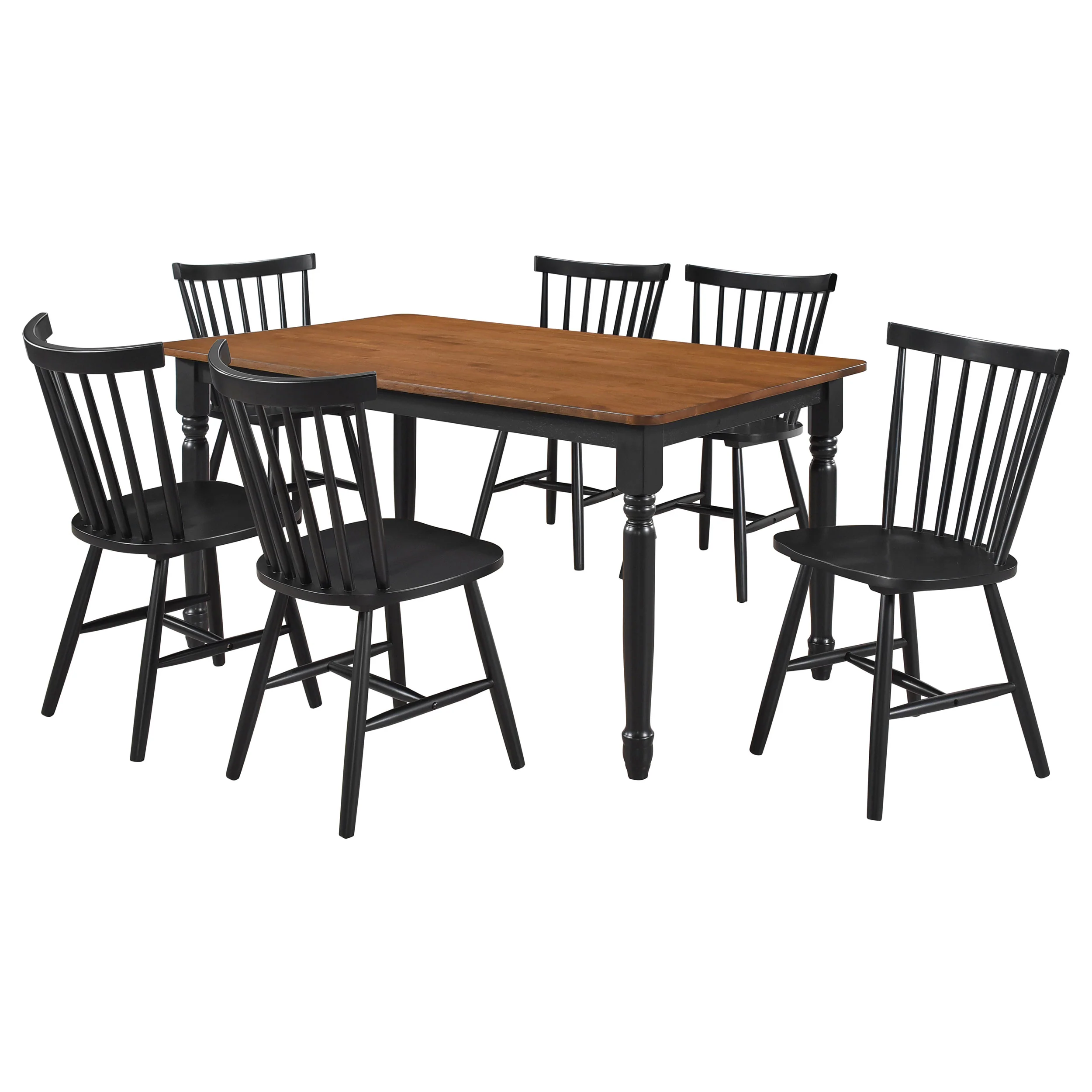 Hollyoak Walnut Black Rectangular Dining Room Set - Image 3