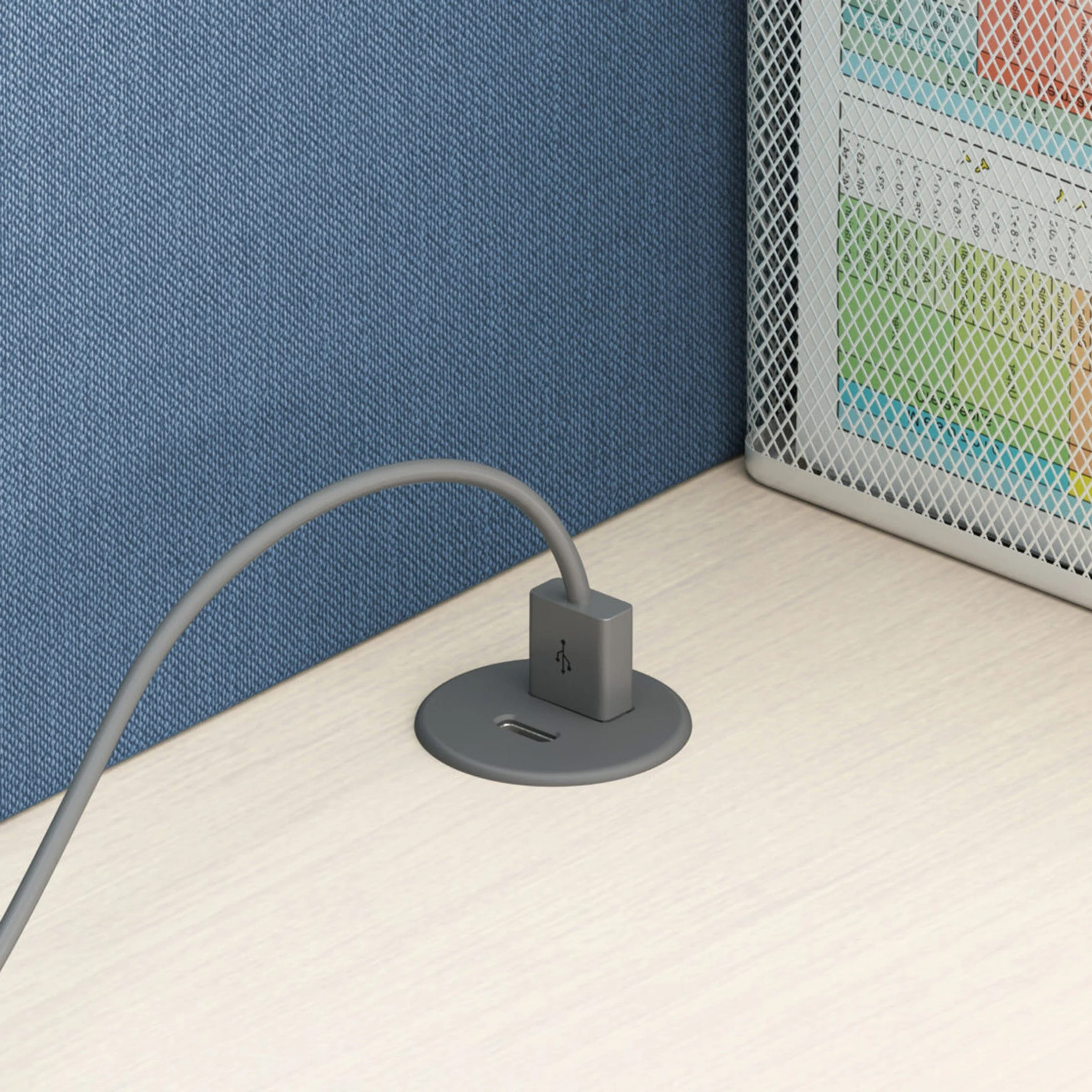 5V Rounded Recessed USB Charger Gray - Image 3