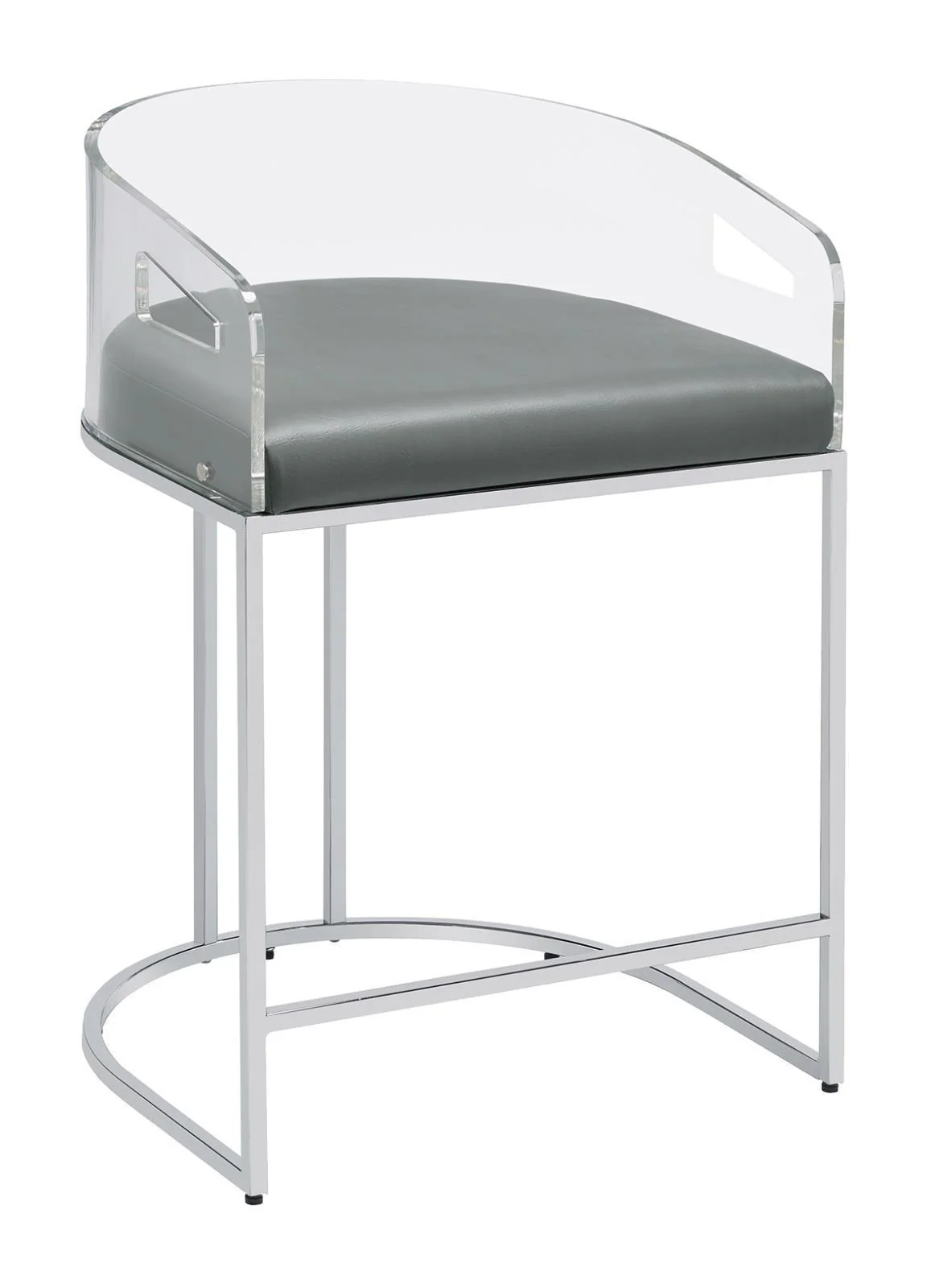 Thermosolis Acrylic Back Counter Height Stools Gray Chrome (Set of 2) - Image 2