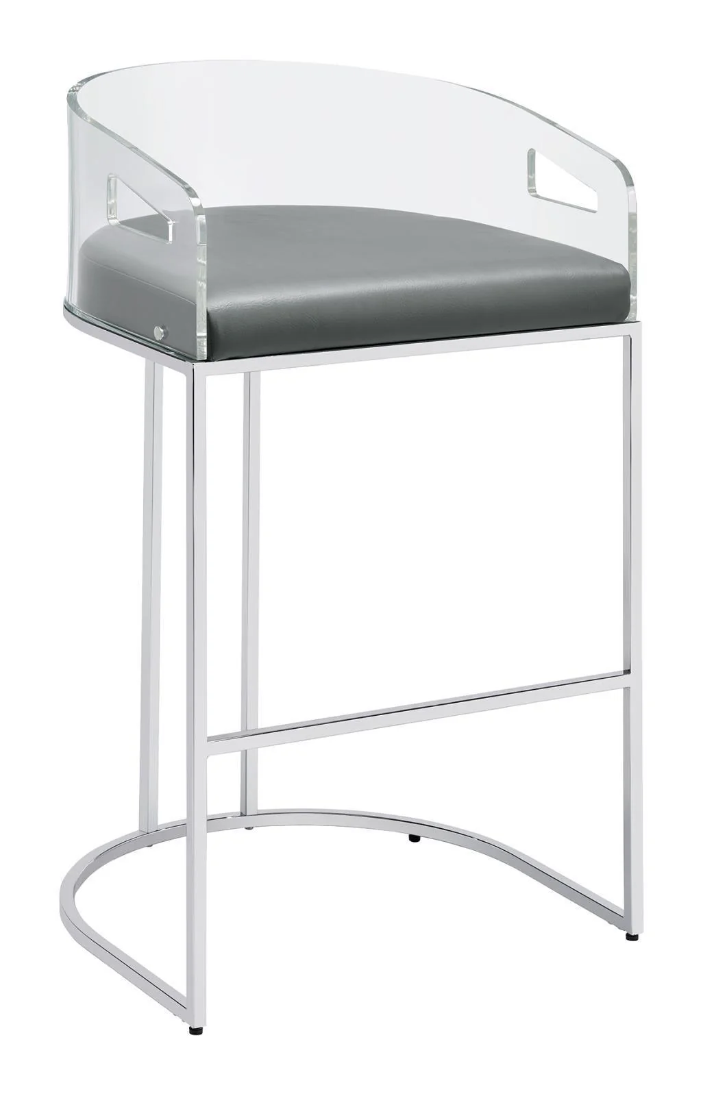 Thermosolis Acrylic Back Bar Stools Gray Chrome (Set of 2) - Image 2