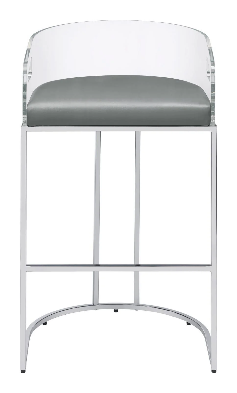 Thermosolis Acrylic Back Bar Stools Gray Chrome (Set of 2) - Image 3