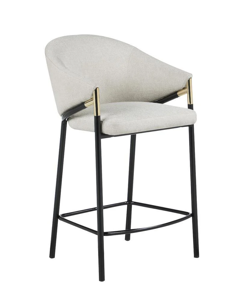 Chadwick Sloped Arm Counter Height Stools Beige Glossy Black (Set of 2) - Image 2
