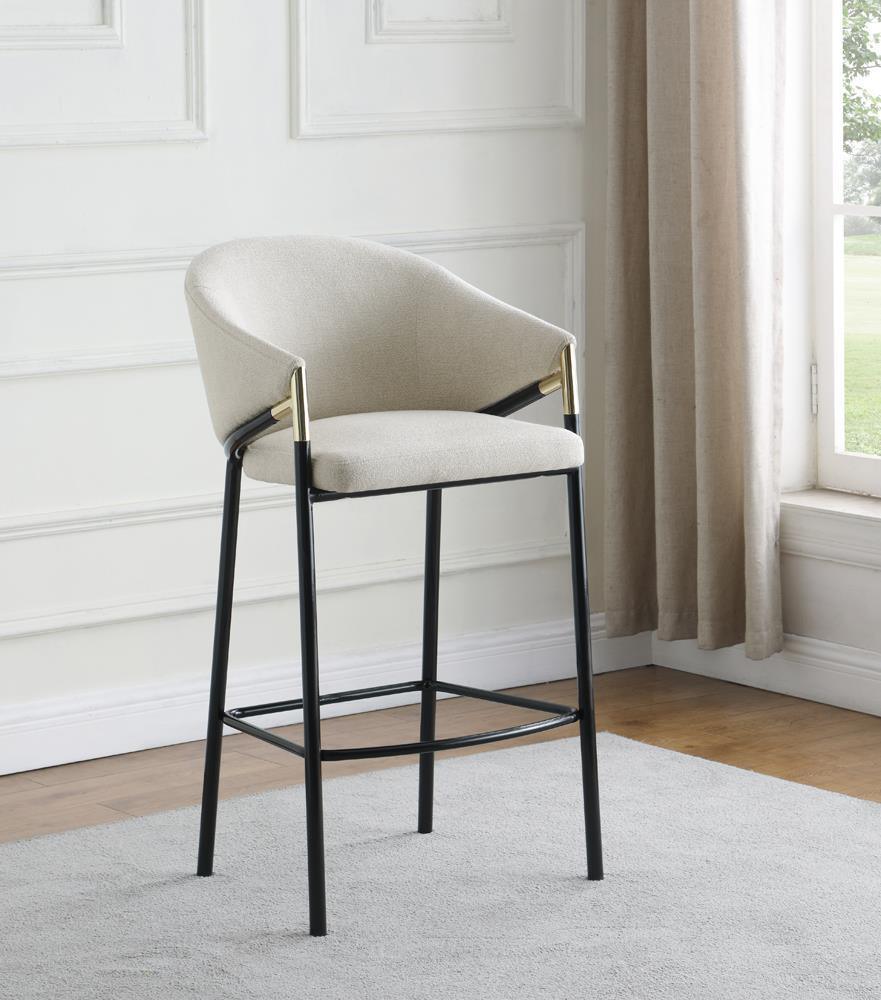 Chadwick Sloped Arm Bar Stools Beige Glossy Black (Set of 2)