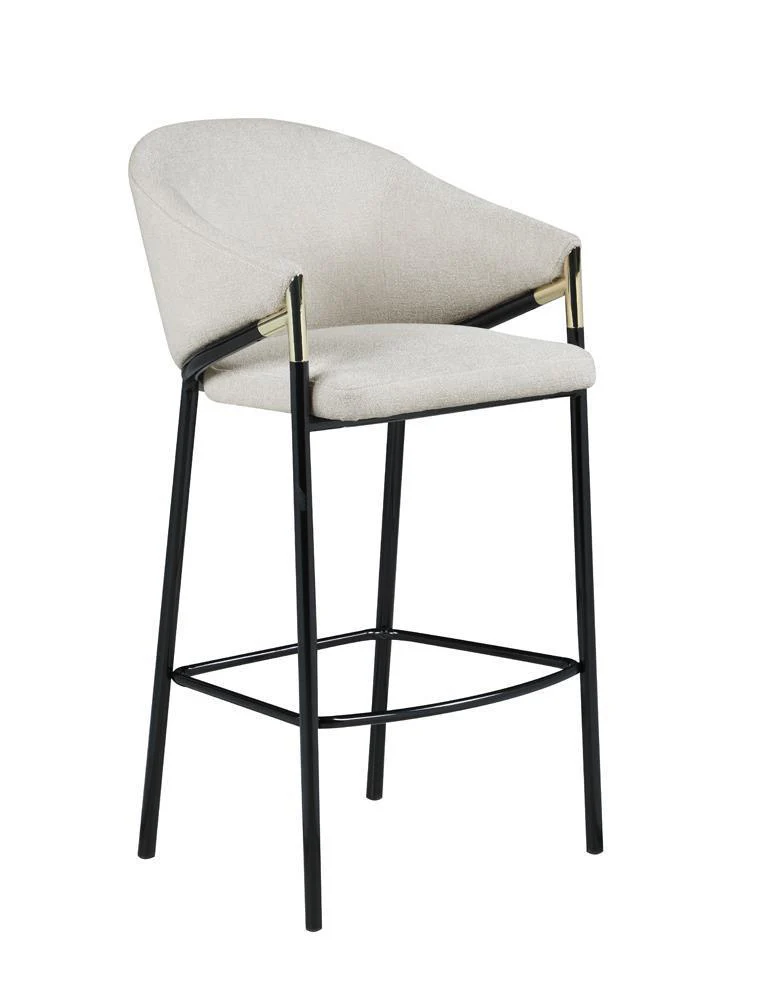 Chadwick Sloped Arm Bar Stools Beige Glossy Black (Set of 2) - Image 2
