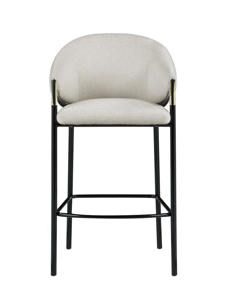 Chadwick Sloped Arm Bar Stools Beige Glossy Black (Set of 2) - Image 3