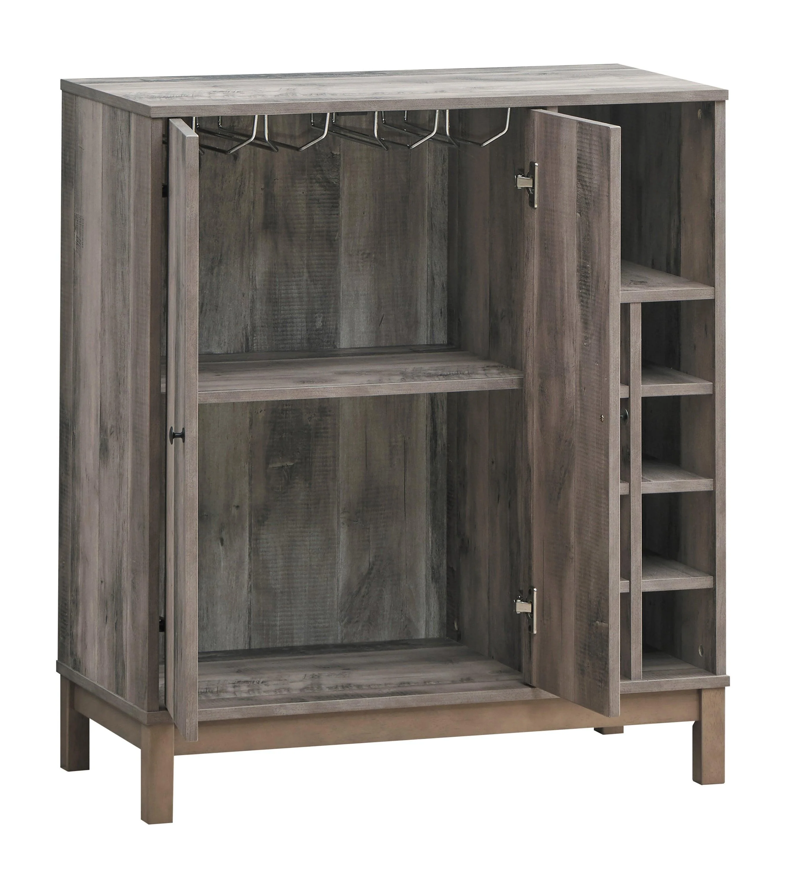 Cheyenne 2 Door Wine Cabinet With Stemware Rack Weathered Acacia - Image 3