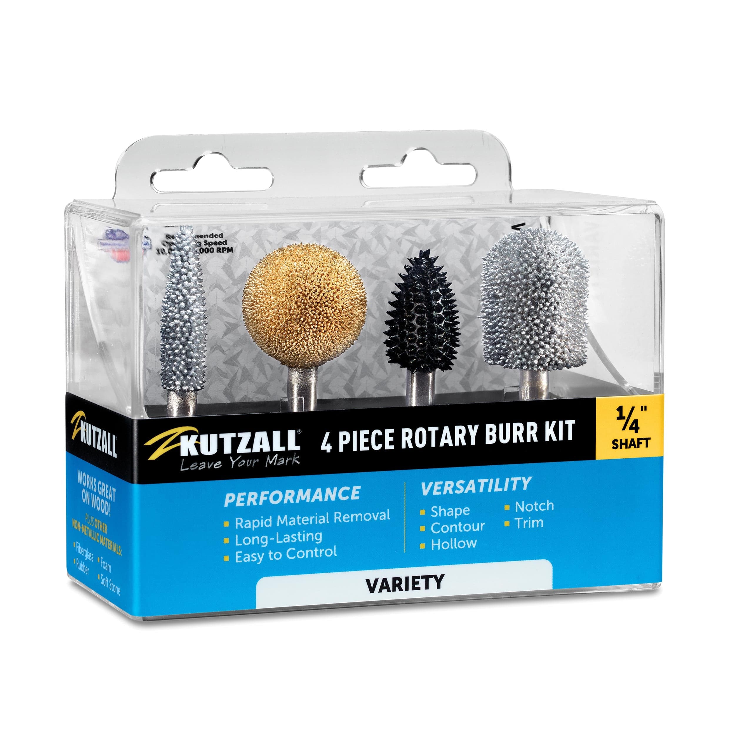 Variety Rotary Burr Kit - 1/4" Shaft - 4 Piece - Image 2