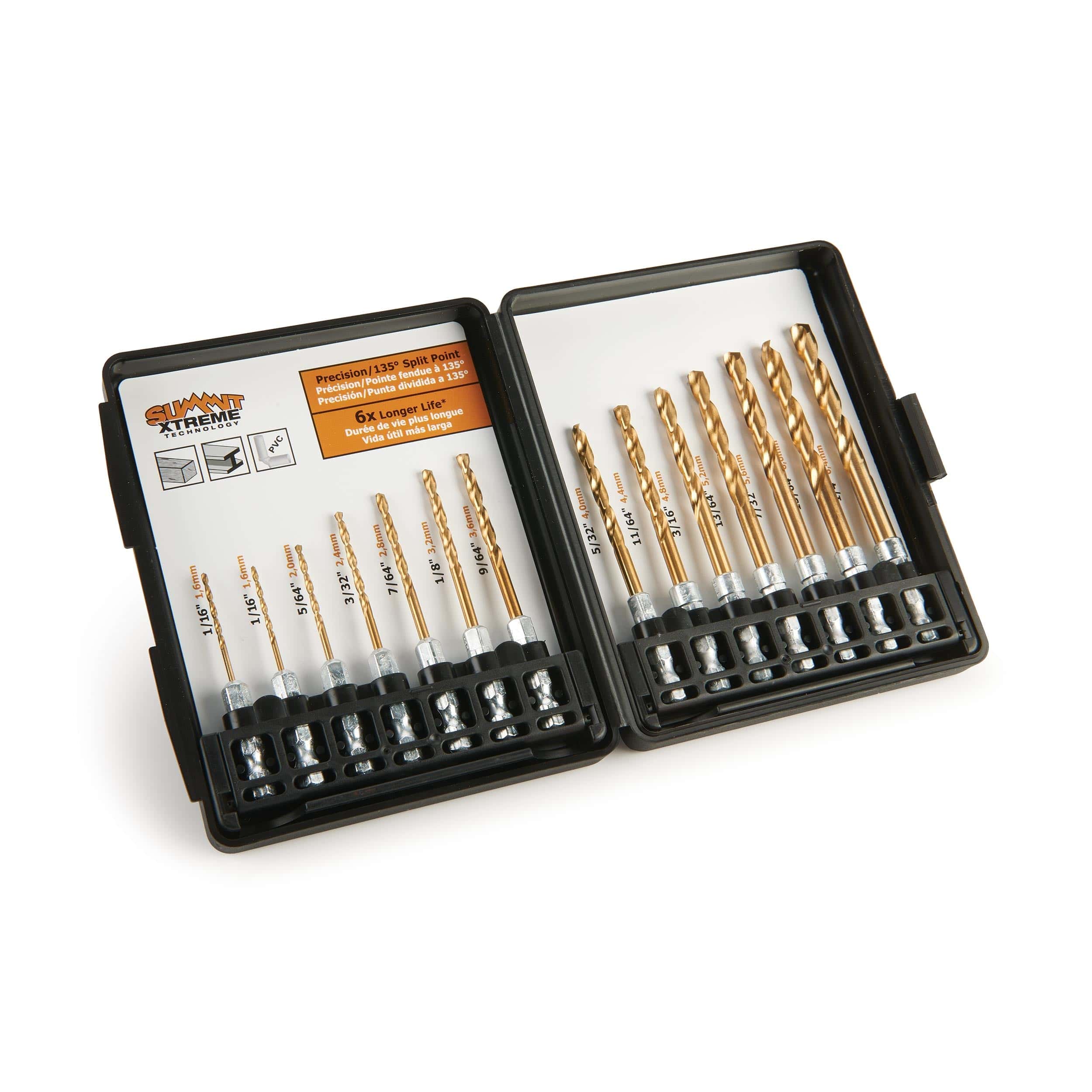 Drill Bit Set – Titanium Coated High Speed Steel – 1/4″ Hex Shank