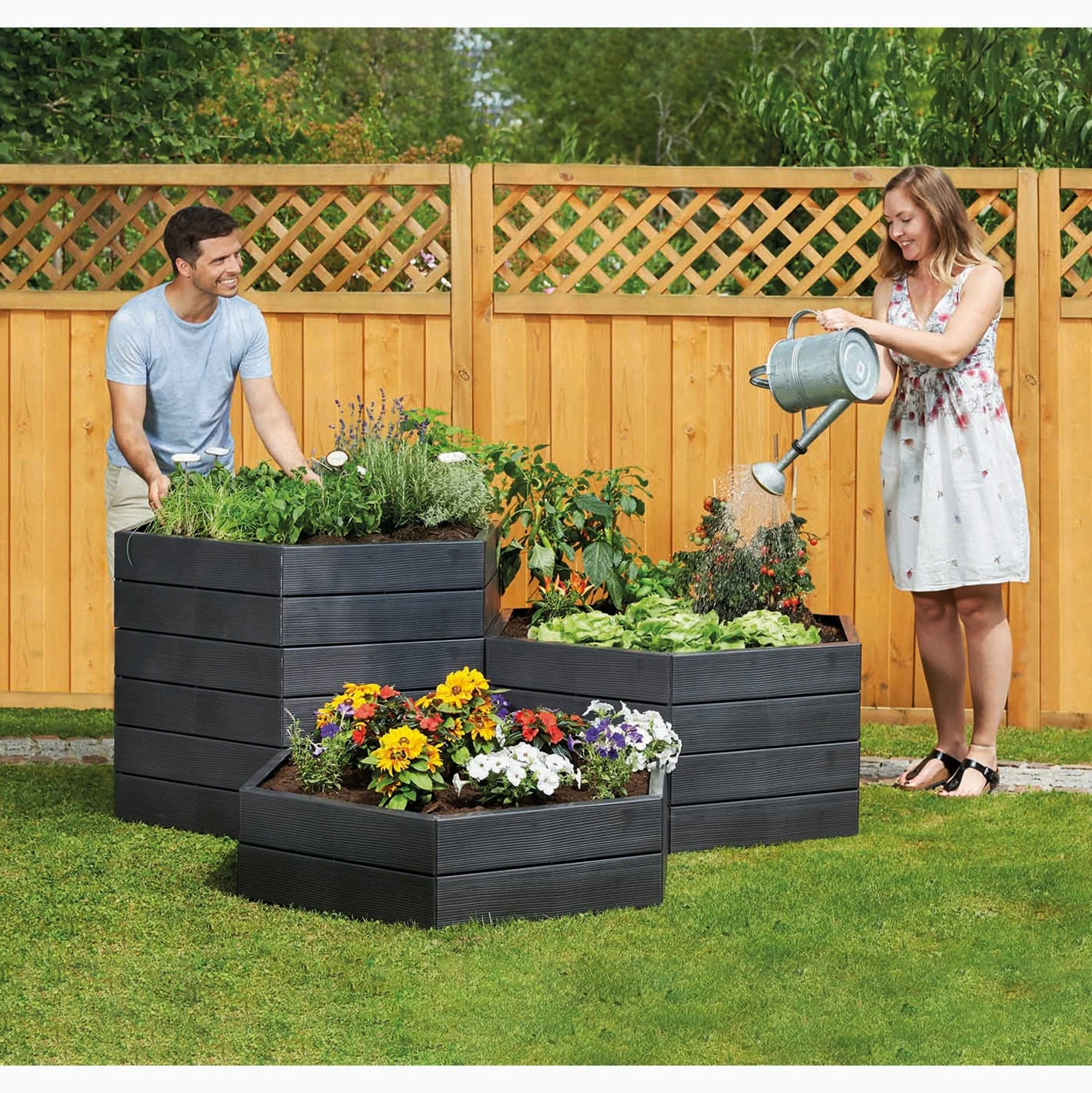 ERGO Modular Raised Bed Hexagon Single Unit Basic Set - Image 2