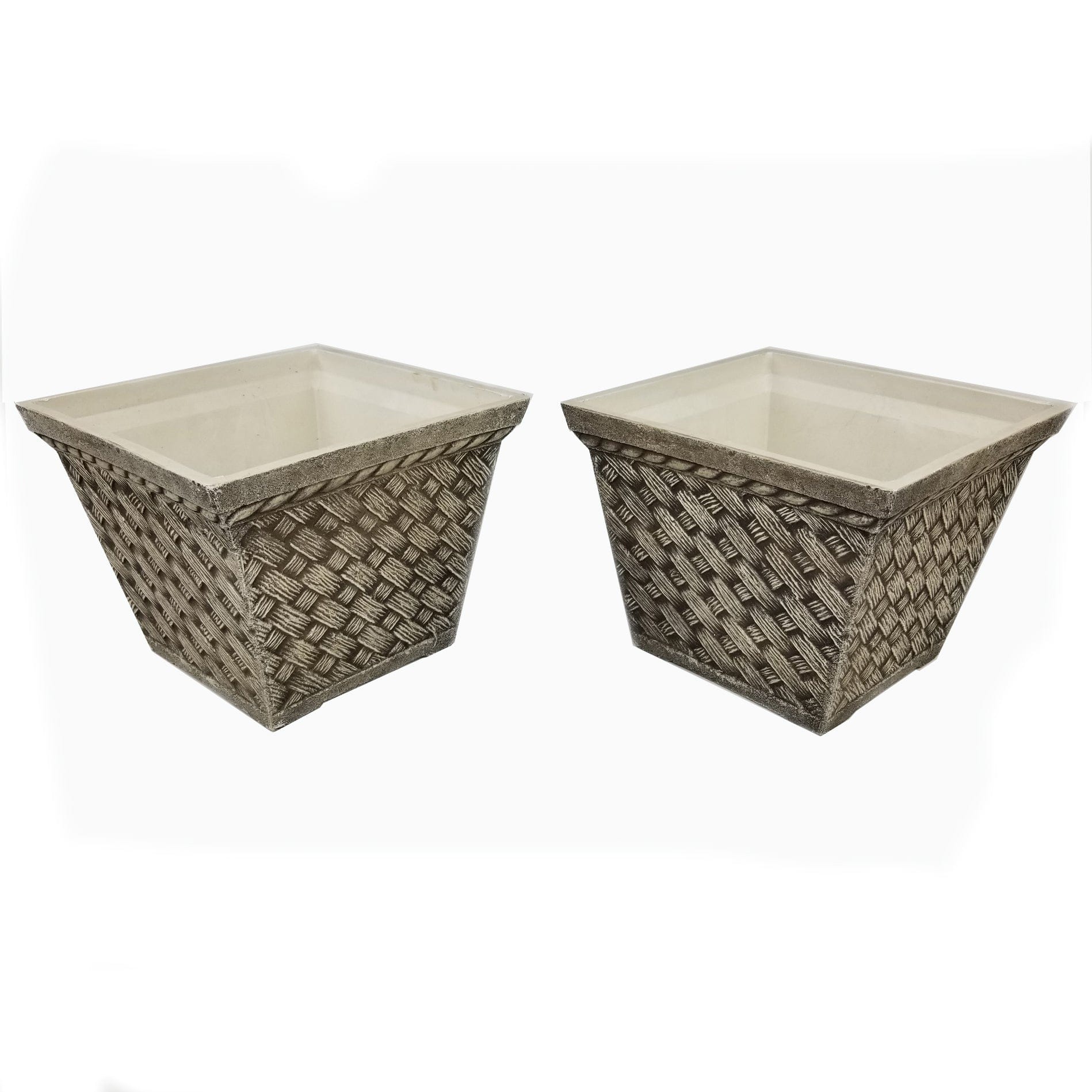 Square Planter Set Medium Washed Sandstone Set of 2
