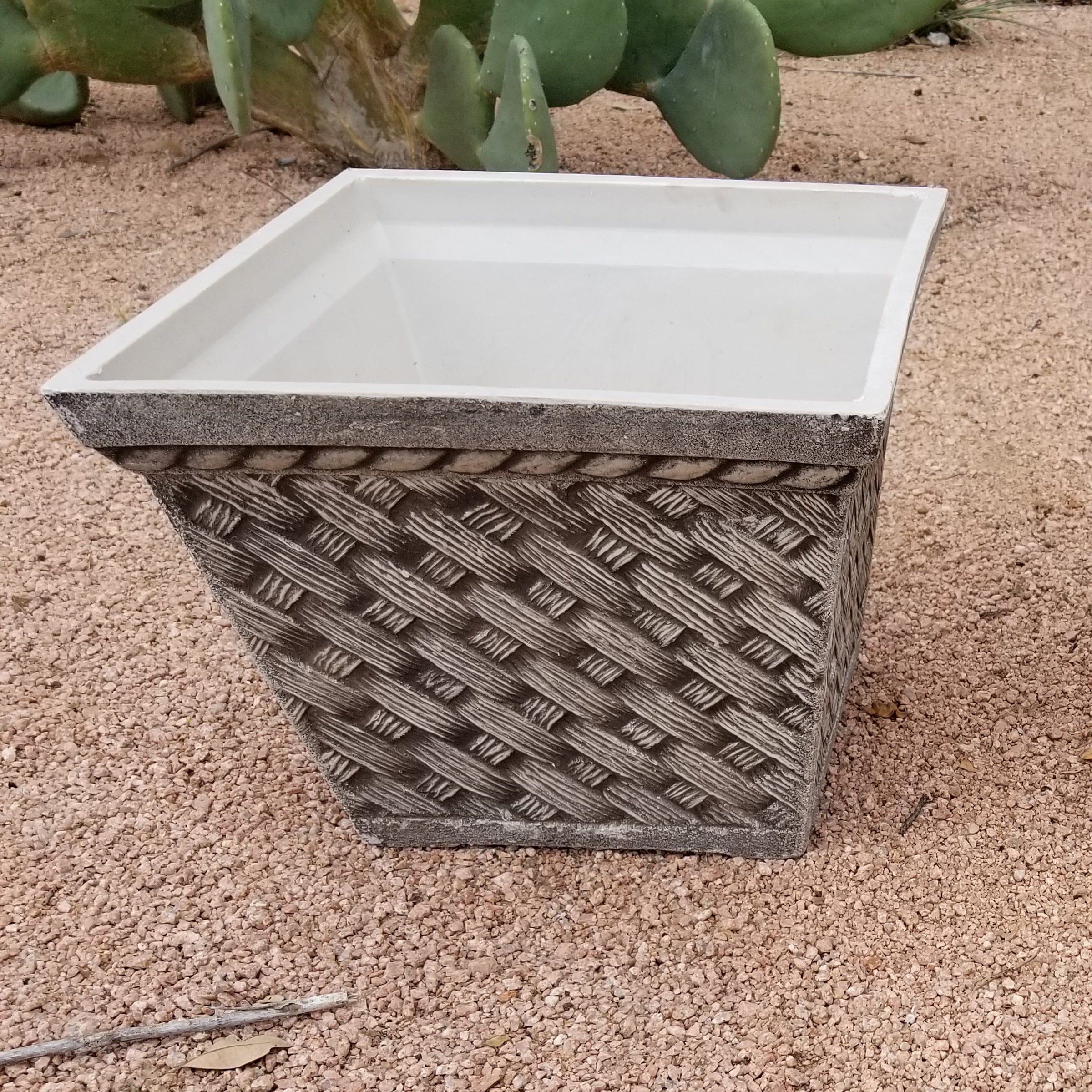 Square Planter Set Medium Washed Sandstone Set of 2 - Image 2
