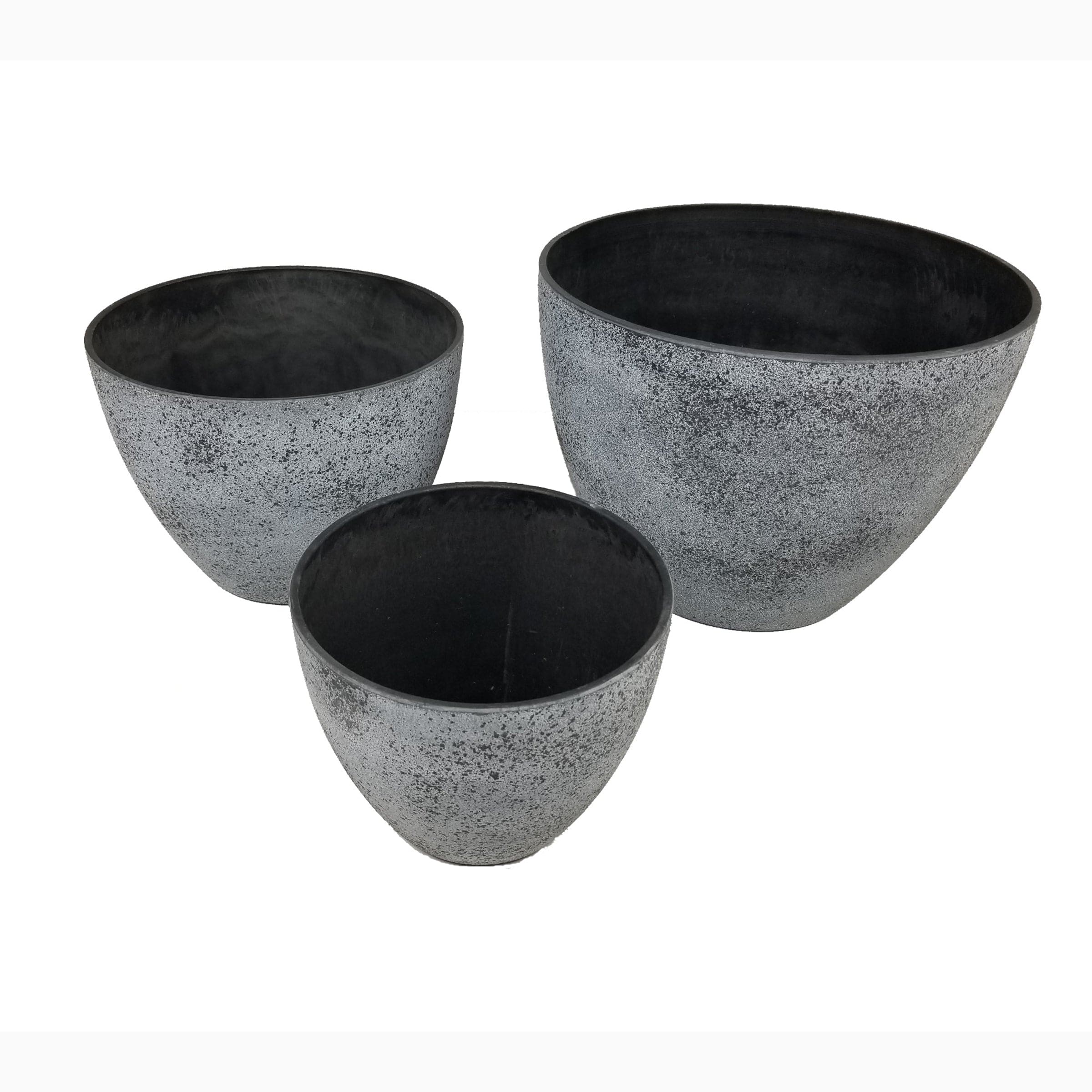 Round Spackled Nested Planter Set Gray Set of 3 - Image 1