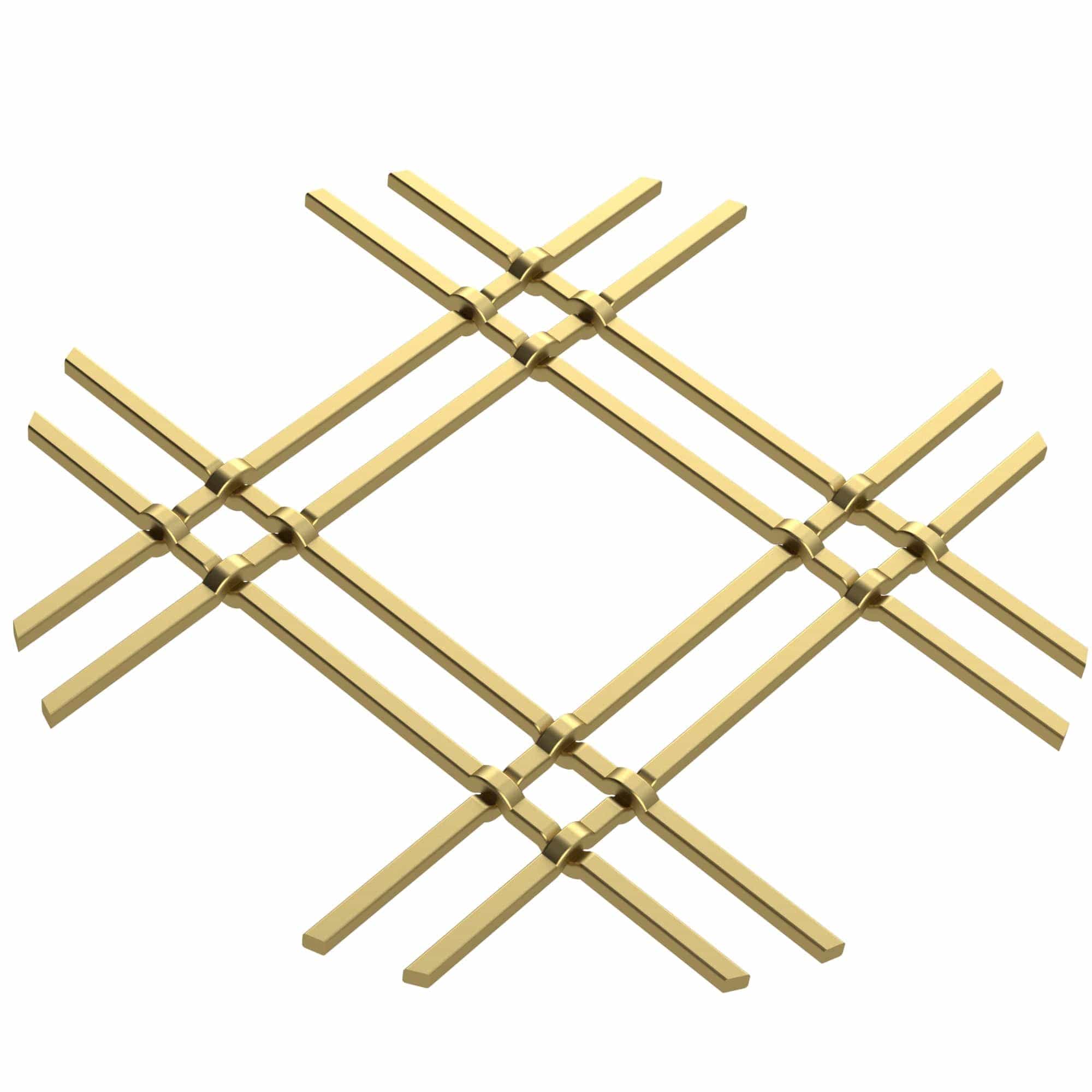 1" Flat Double Diamond Decorative Grille - Satin Brass, 18" W x 48" L Sheet - Image 1