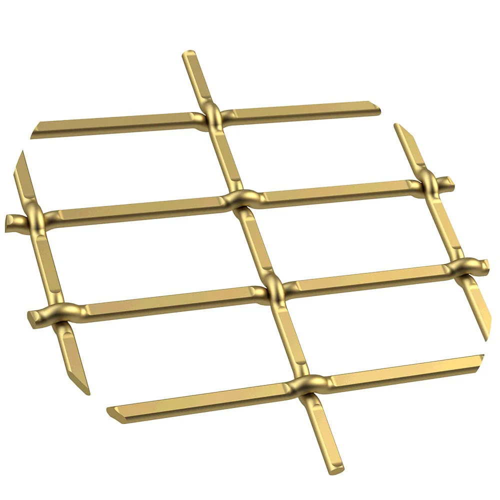 1″ Flat Straight Weave Decorative Grille – Satin Brass, 18″ W x 48″ L Sheet