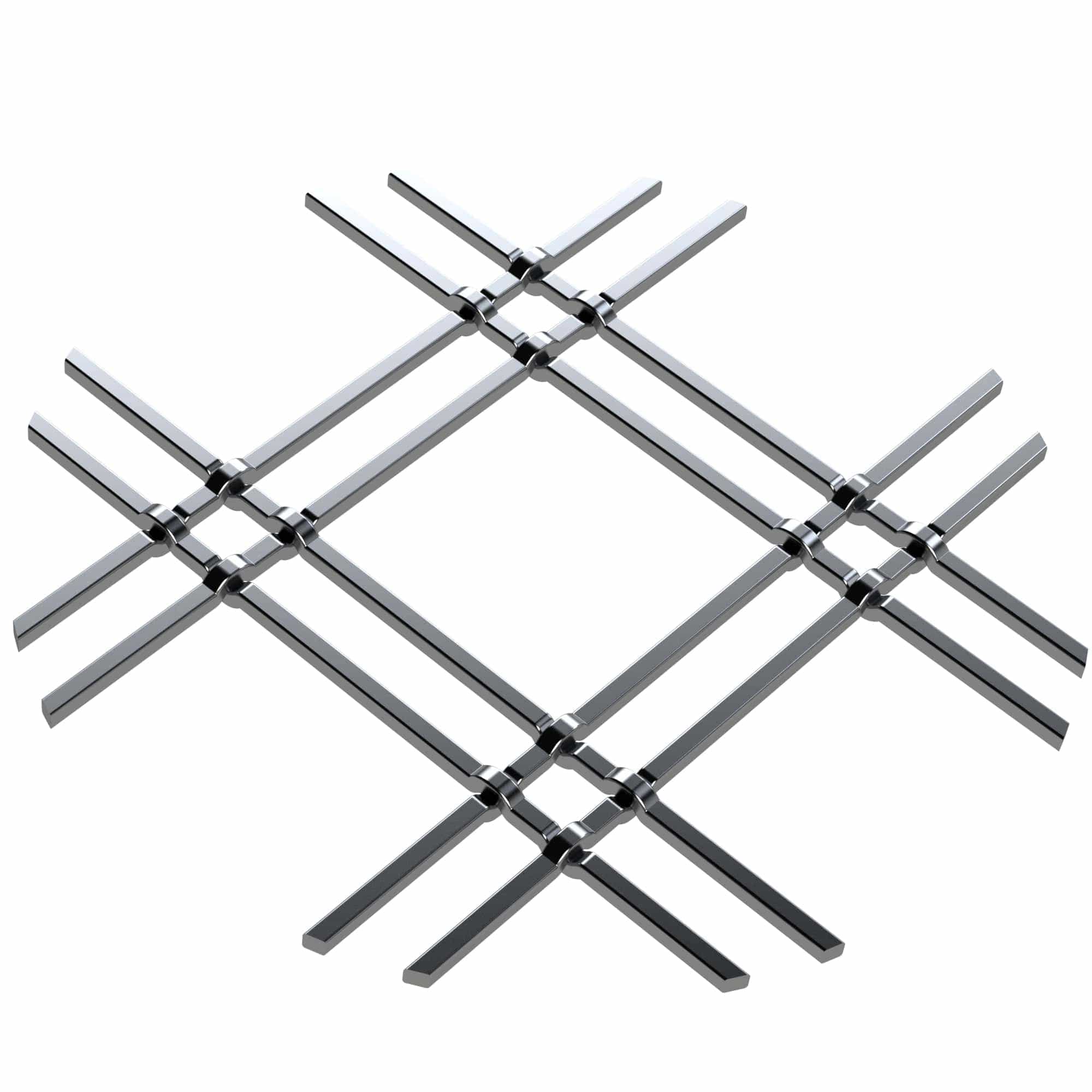 1″ Flat Double Diamond Decorative Grille – Satin Nickel, 36″ W x 48″ L Sheet