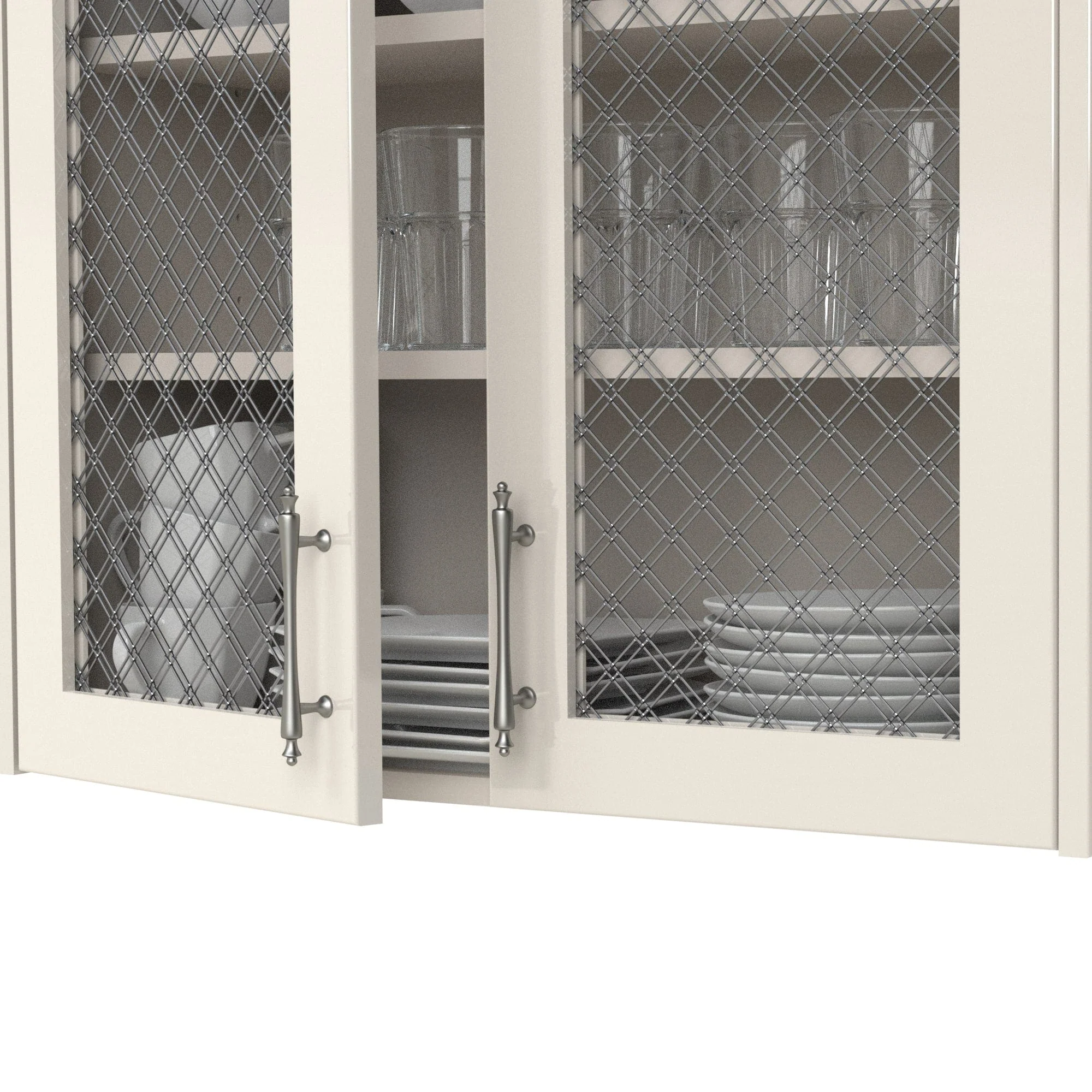 1" Flat Double Diamond Decorative Grille - Satin Nickel, 36" W x 48" L Sheet - Image 2