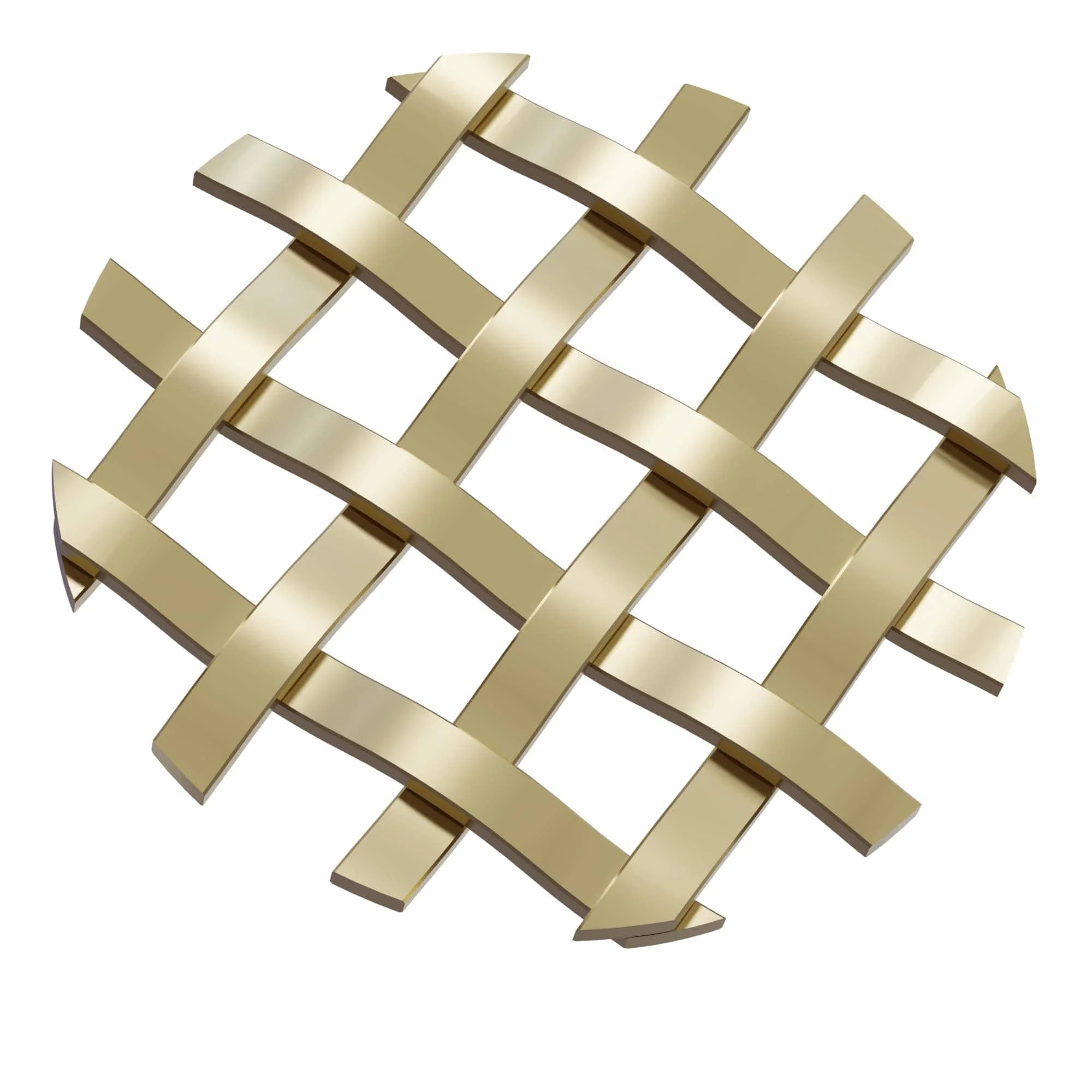 .375” Single Flat Diamond Decorative Grille – Satin Brass, 36”W x 48”L Sheet