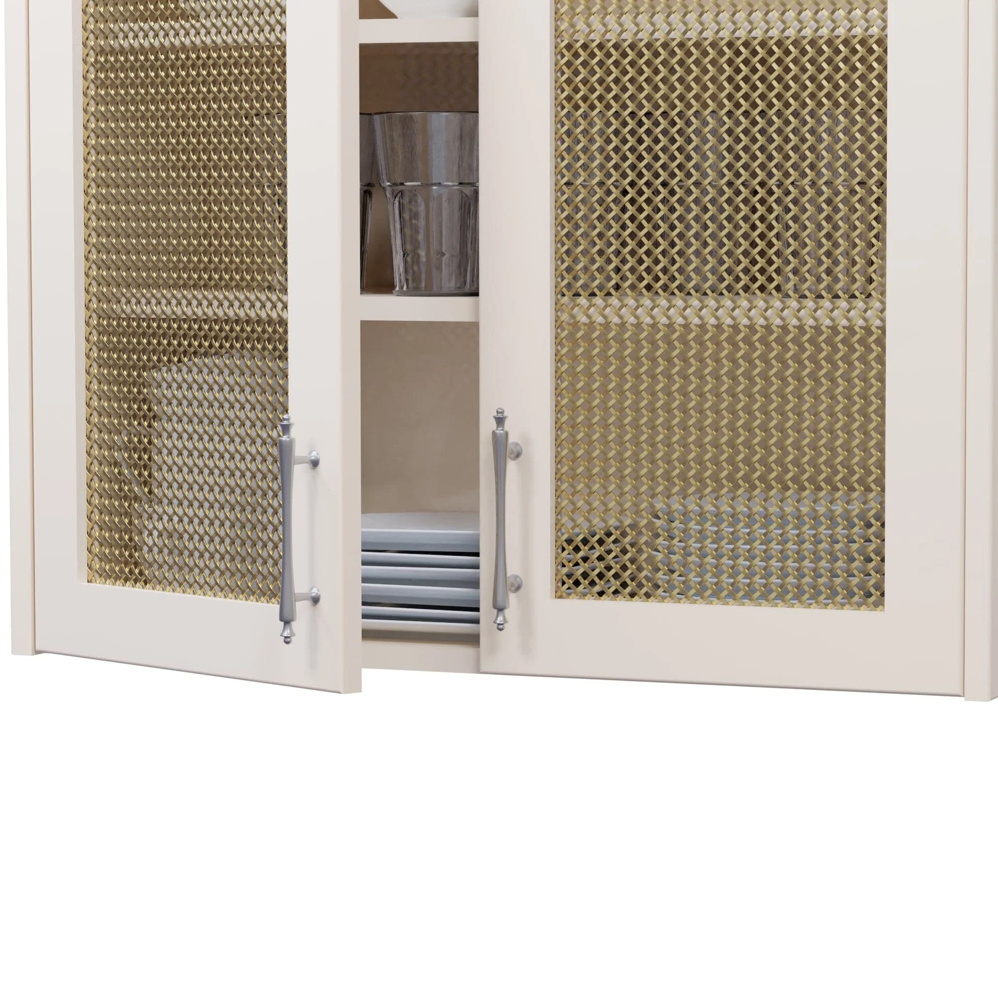 .375'' Single Flat Diamond Decorative Grille - Satin Brass, 36''W x 48''L Sheet - Image 2