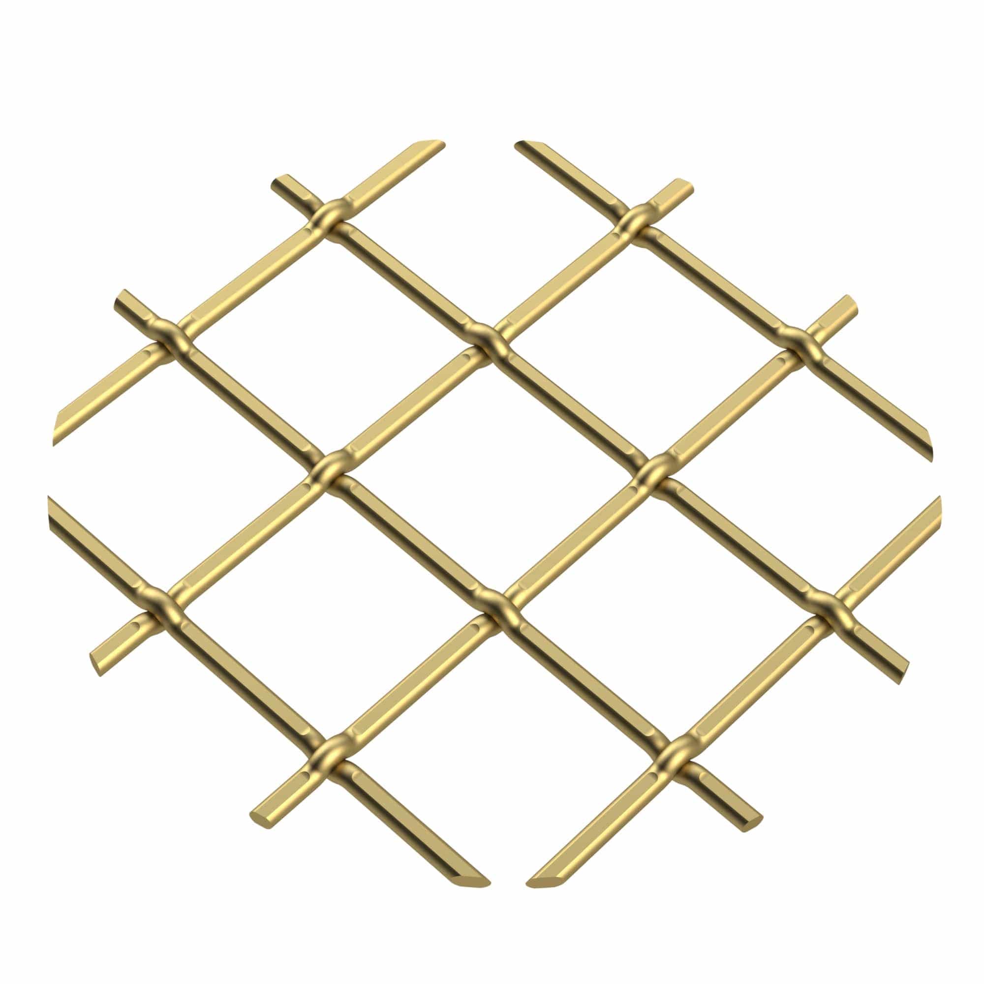 .75″ Multi-Crimp Single Diamond Decorative Grille – Satin Brass, 36″ W x 48″ L Sheet