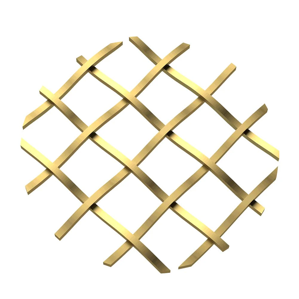 .5" Straight Flat Diamond Decorative Grille - Satin Brass, 36" W x 48" L Sheet - Image 1