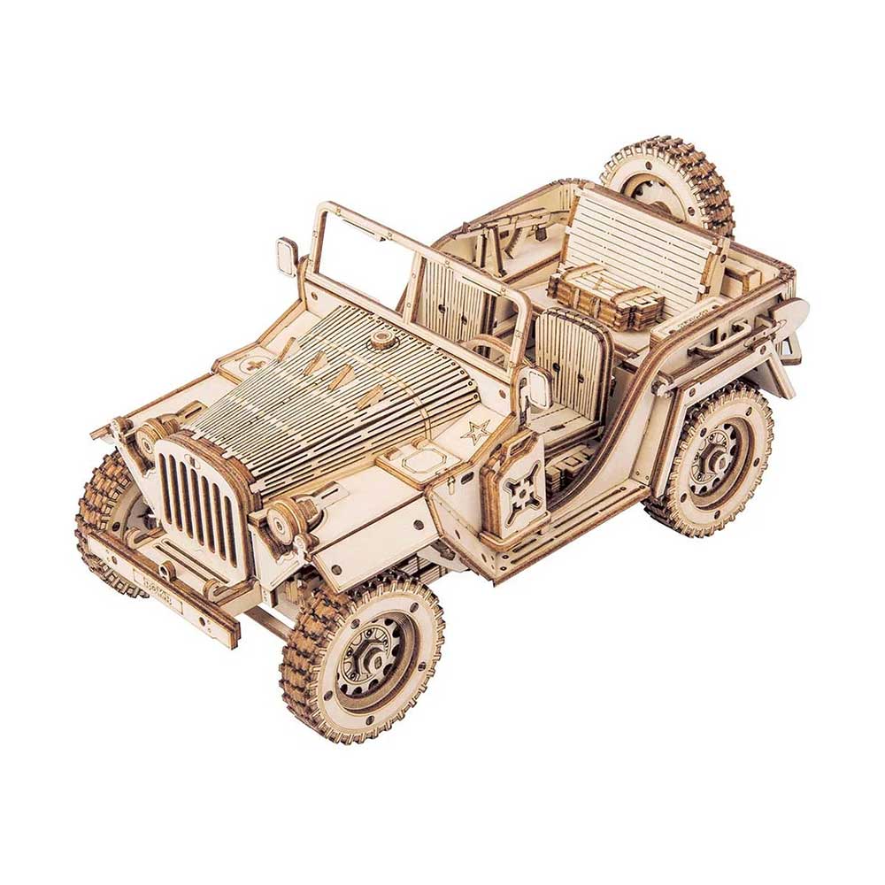 Army Field Car 3D Wooden Puzzle Kit - Image 1