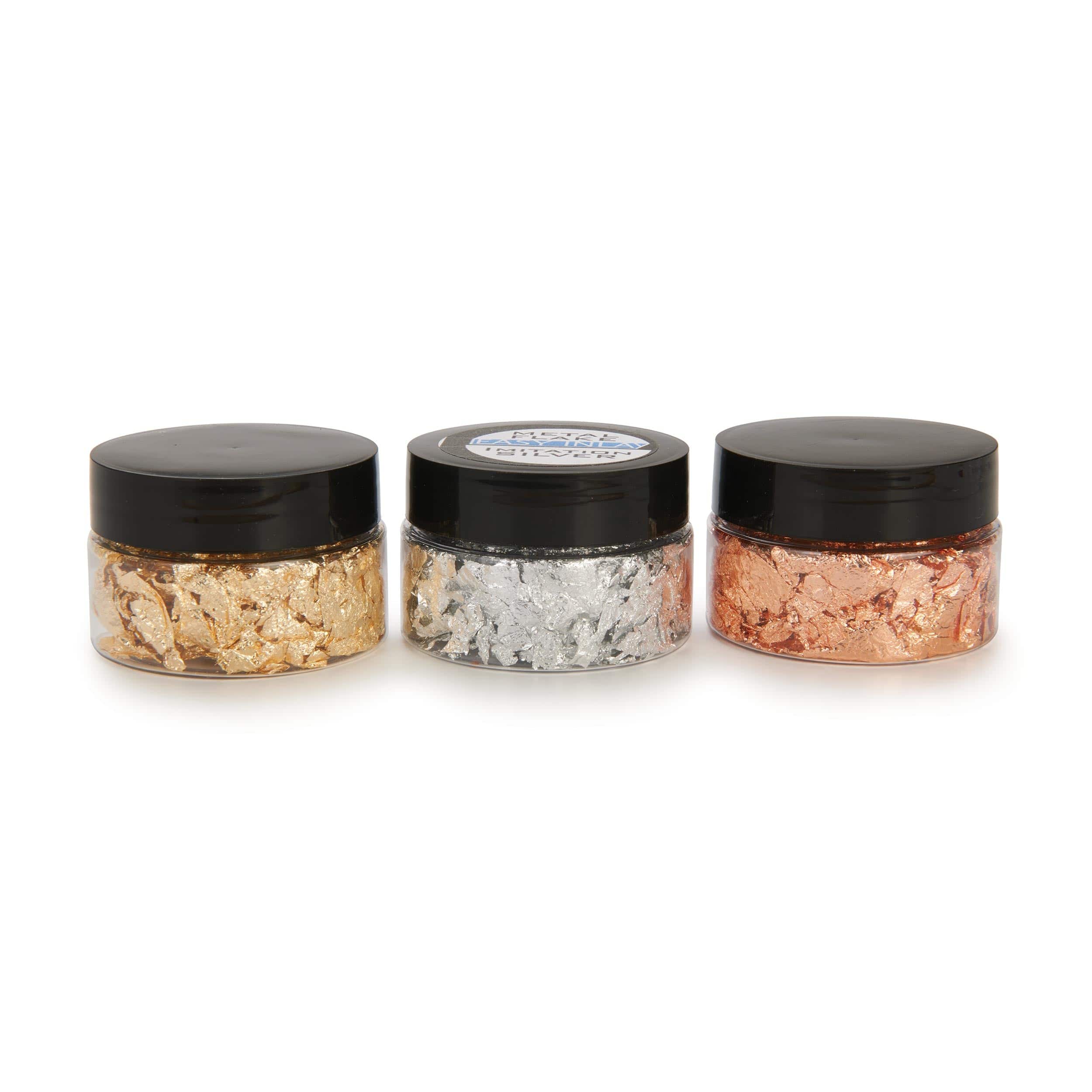 Gold, Silver and Copper Metal Flake Inlay Material Starter Pack – 3 Piece – 2 oz