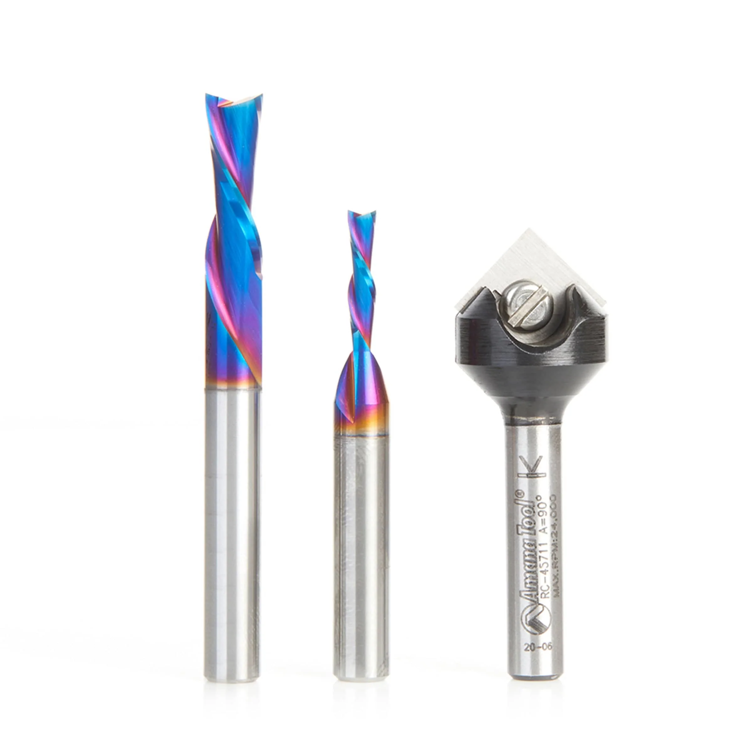 AMS-299-T 3-piece CNC Starter Spektra Bit Set 1/4″ SH with 90 Degree V-Groove with Stackable Case