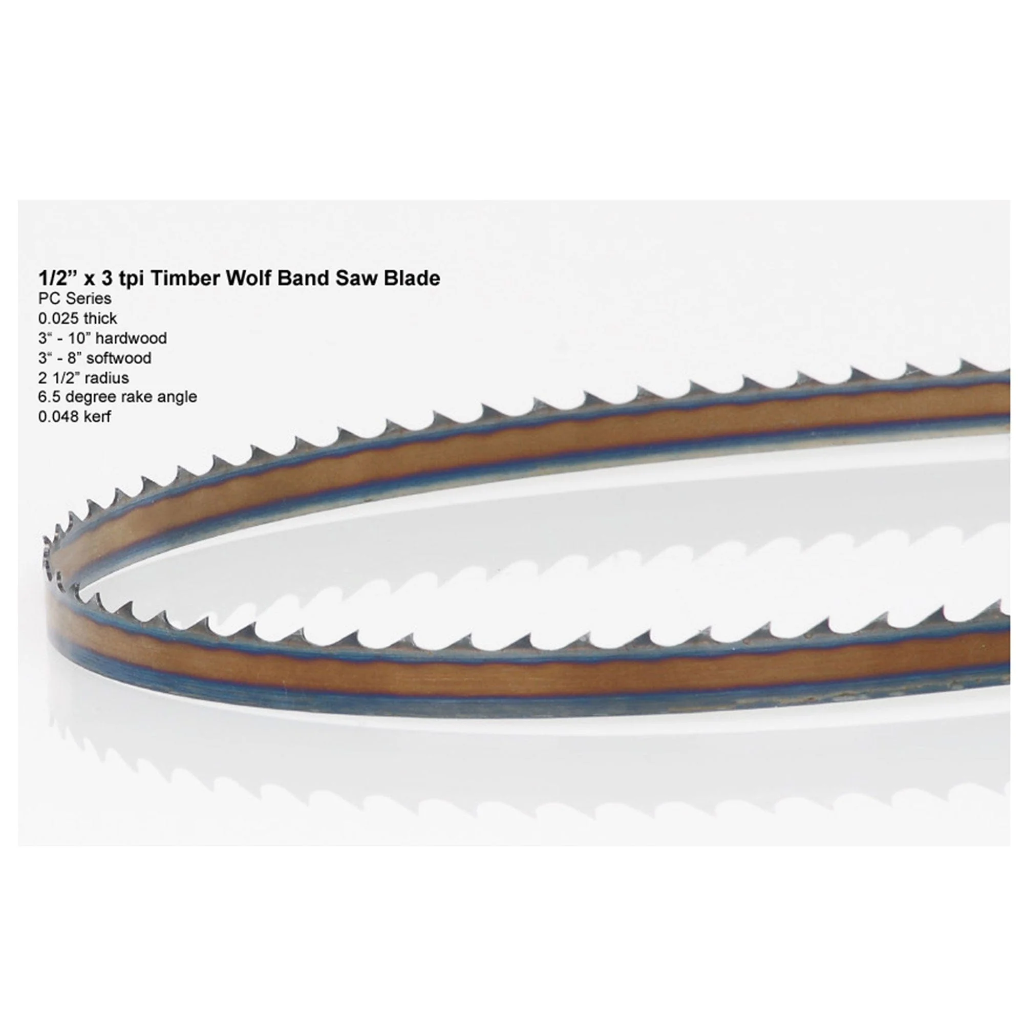 Bandsaw Blade - 131-1/2" x 1/2" x .025" x 3 TPI - Positive Claw - Image 1