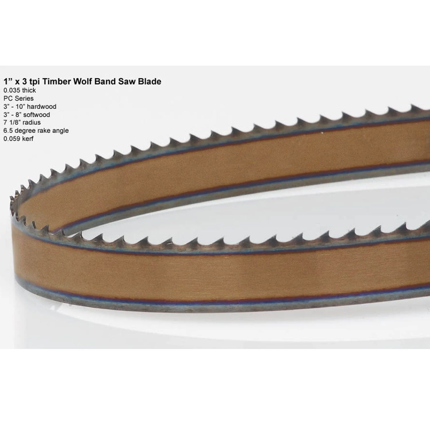 Bandsaw Blade - 131-1/2" x 1" x .035" x 3 TPI  - Positive Claw - Image 1