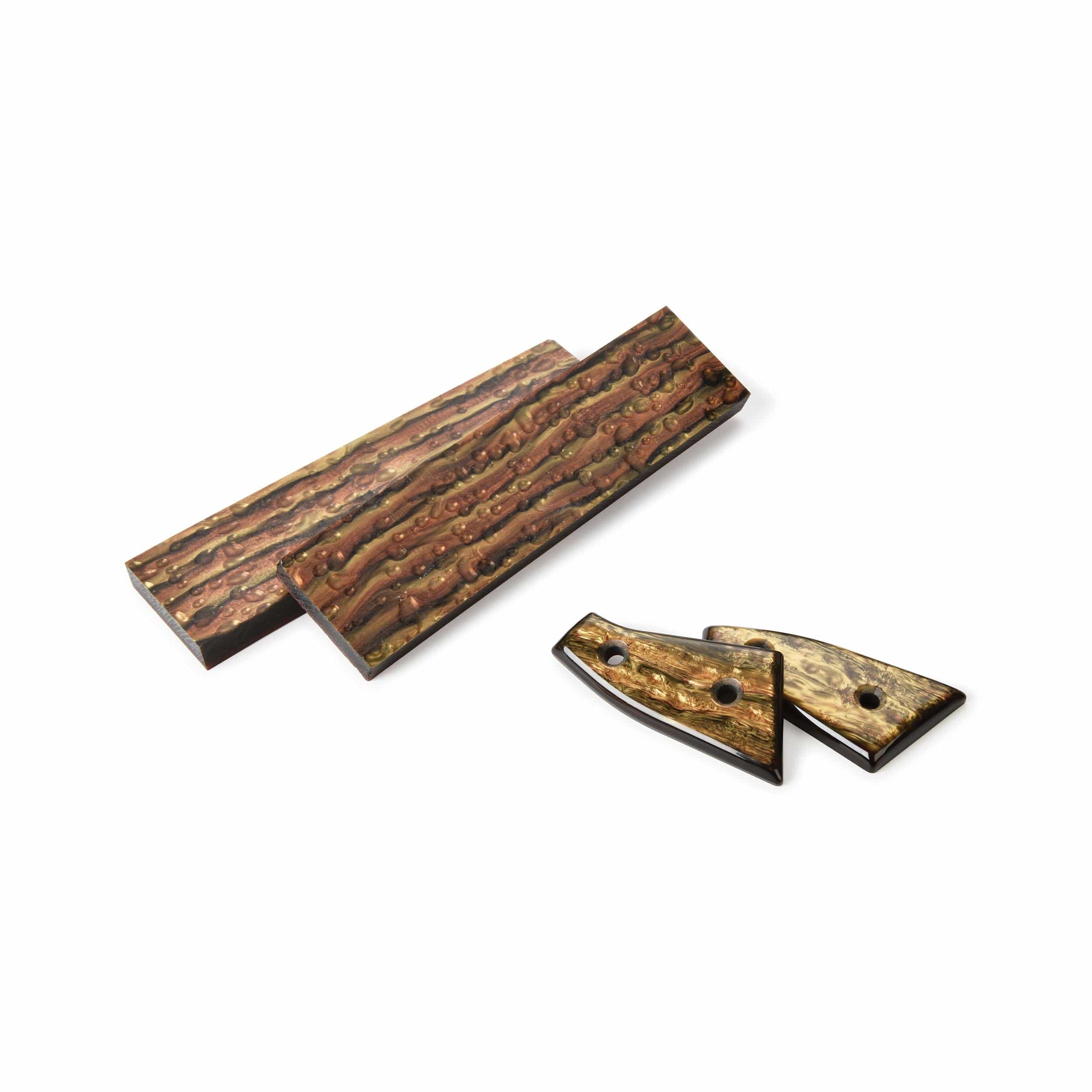 Poly Resin Knife Scales - 3/8" x 2" x 7" - Tigers Eye - Pair - Image 2