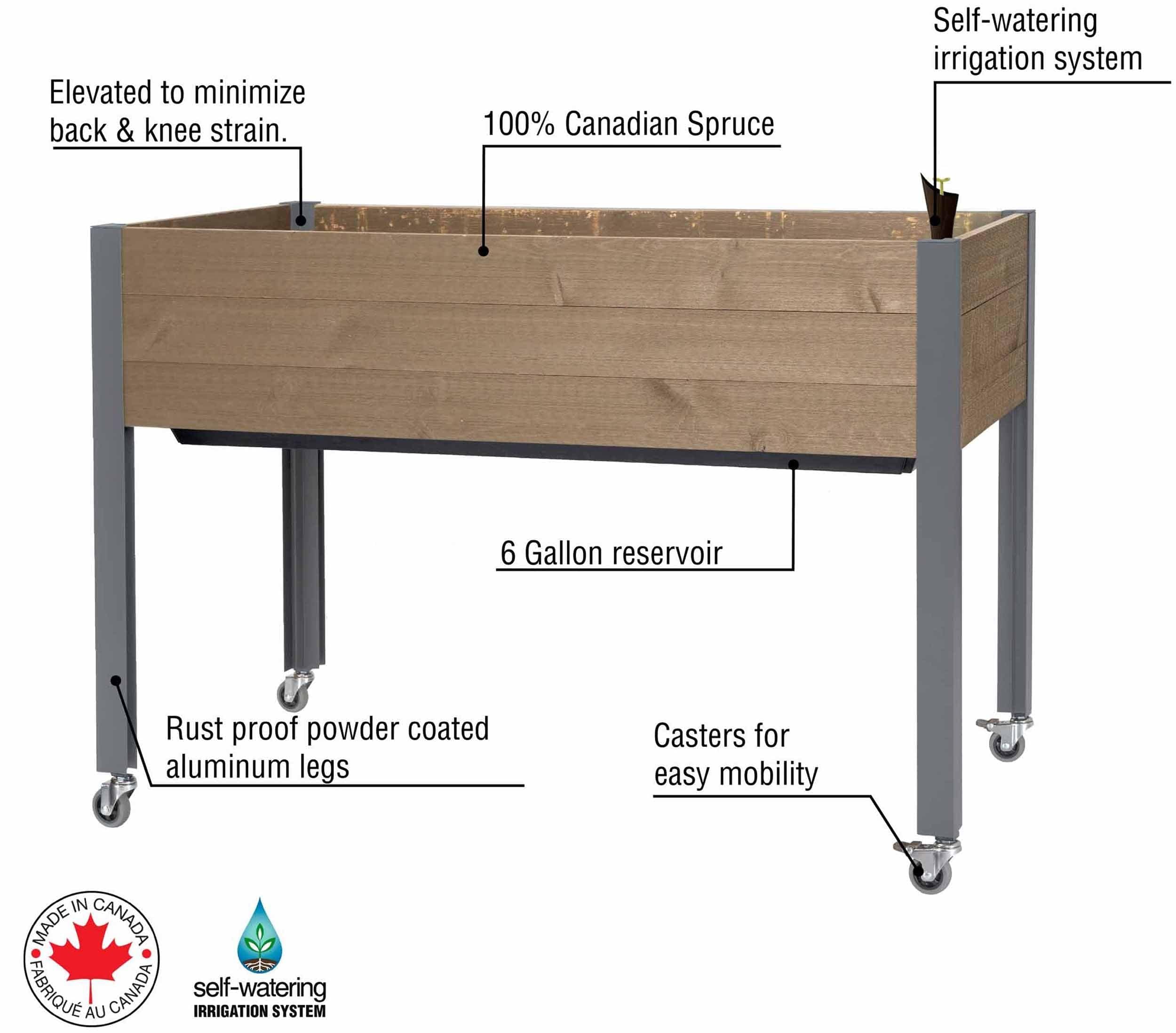 CedarCraft Self-Watering Elevated Planter (21" x 47" x 32"H) Brown - Image 2