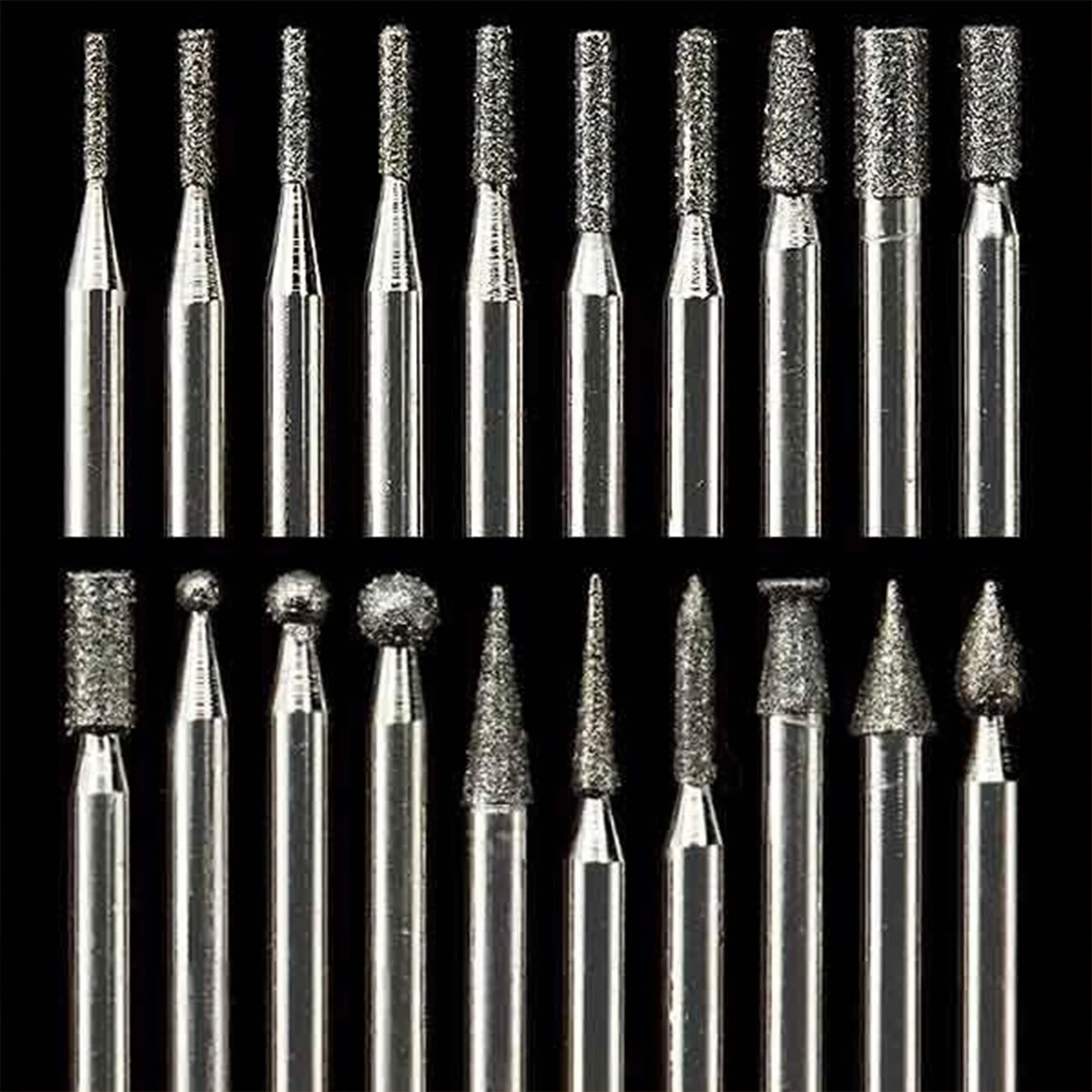 Diamond Dust Carving Burr Set - 3/32" Shank - 20 Pack - Image 1