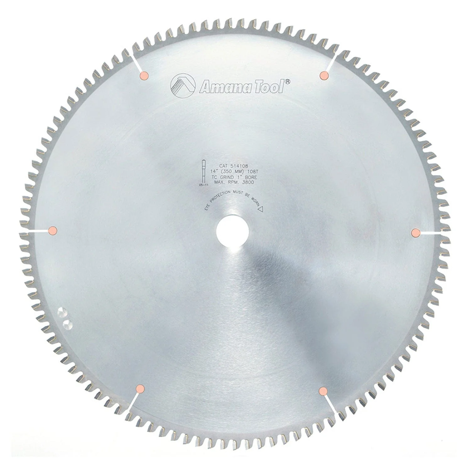14″ x 108T Carbide Tipped Aluminum and  Non-Ferrous Blade, Neg. 6 Deg., 1″ Bore