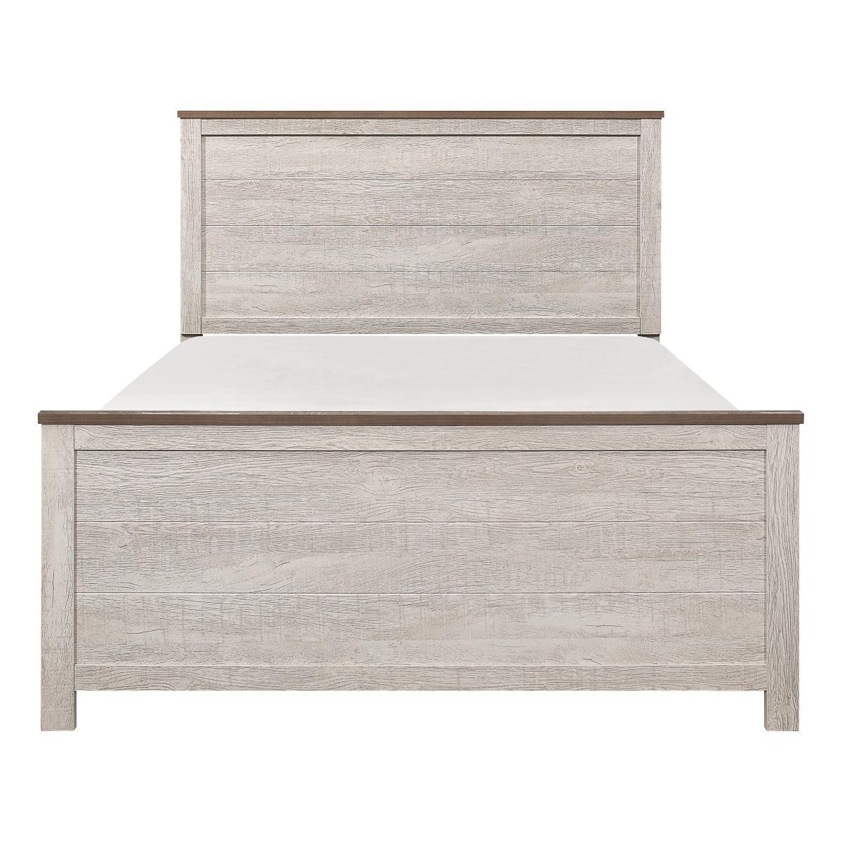 Nashville Antique White Brown Panel Queen Bed - Image 1
