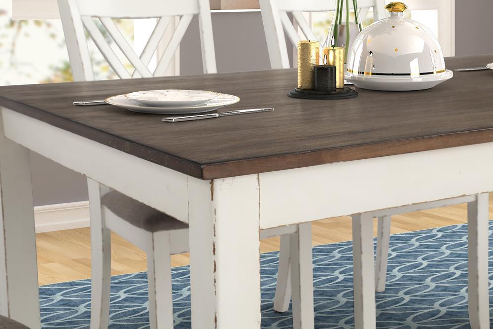 Fortress Chestnut Vintage White Rectangular Dining Room Set - Image 3
