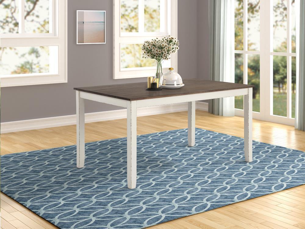 Fortress Chestnut Vintage White Rectangular Dining Room Set - Image 2