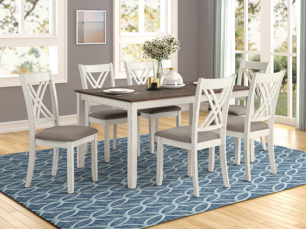 Fortress Chestnut Vintage White Rectangular Dining Room Set - Image 1