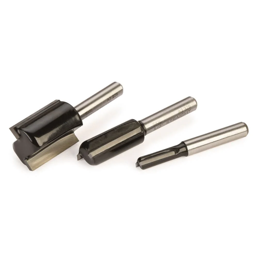 Carbide Straight Router Bit Set – 3 Piece