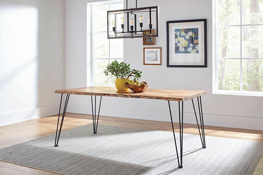 Sherman Rectangular Dining Table Natural Acacia Matte Black - Image 1