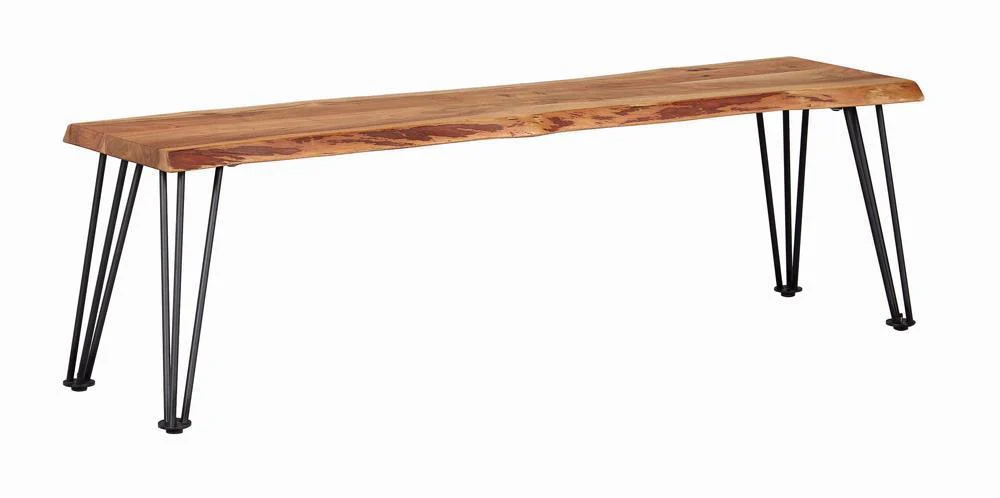 Sherman Bench Natural Acacia Matte Black - Image 2