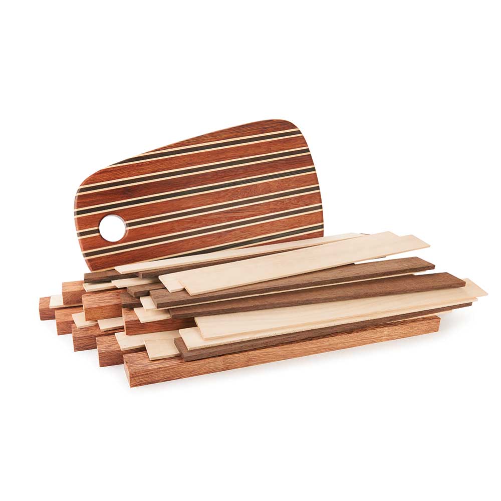 Exotic Cutting Board Kit – 1-1/2″ x 10″ x 16″ – Andira, Hard Maple & Wenge