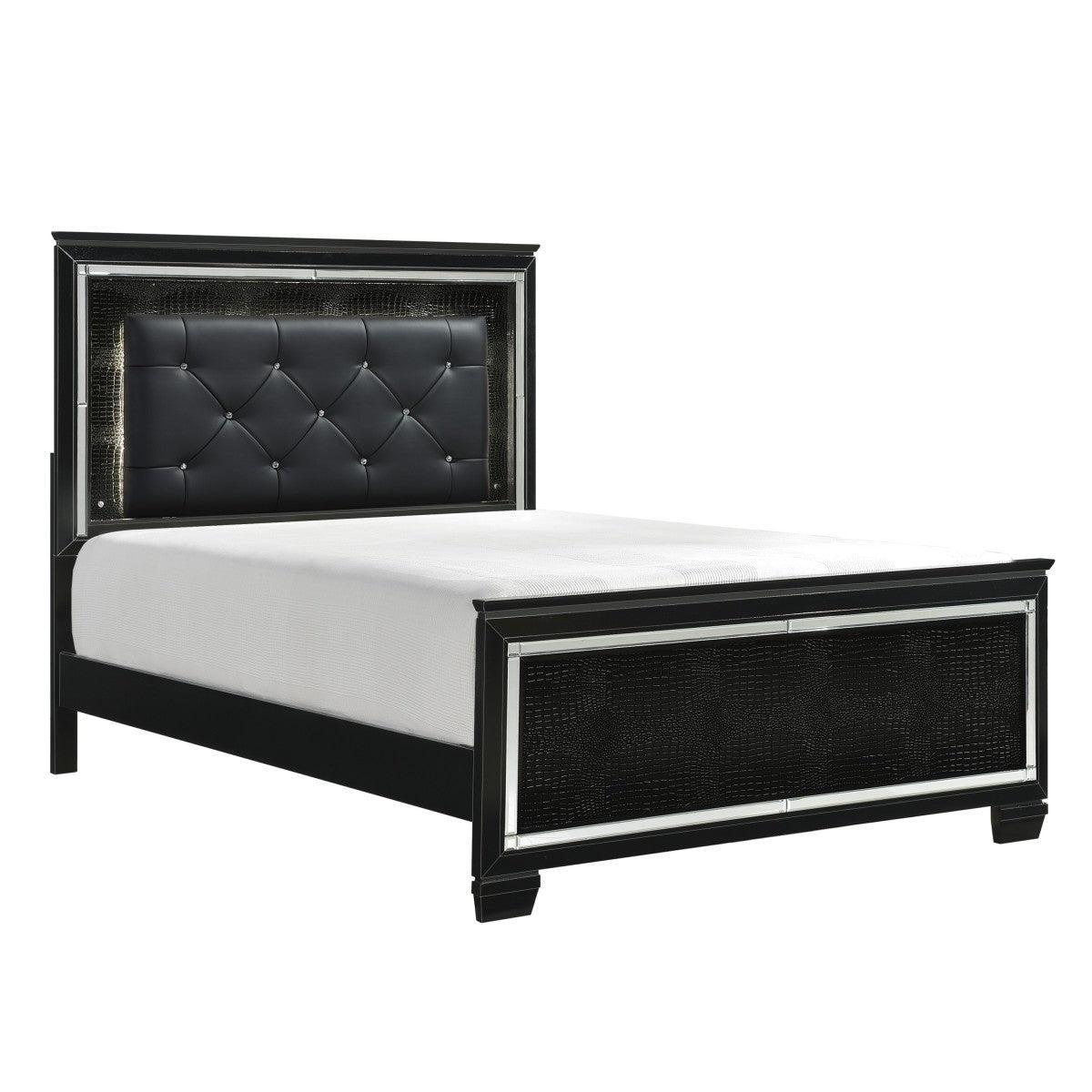 Allura Black Faux Leather Tufted LED Panel King Bed - Image 2